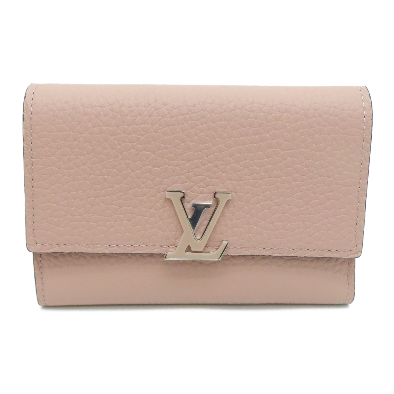 LOUIS VUITTON 【激減優惠】Taurillon皮革Capucines Compact Wallet錢包粉紅色/Magnolia