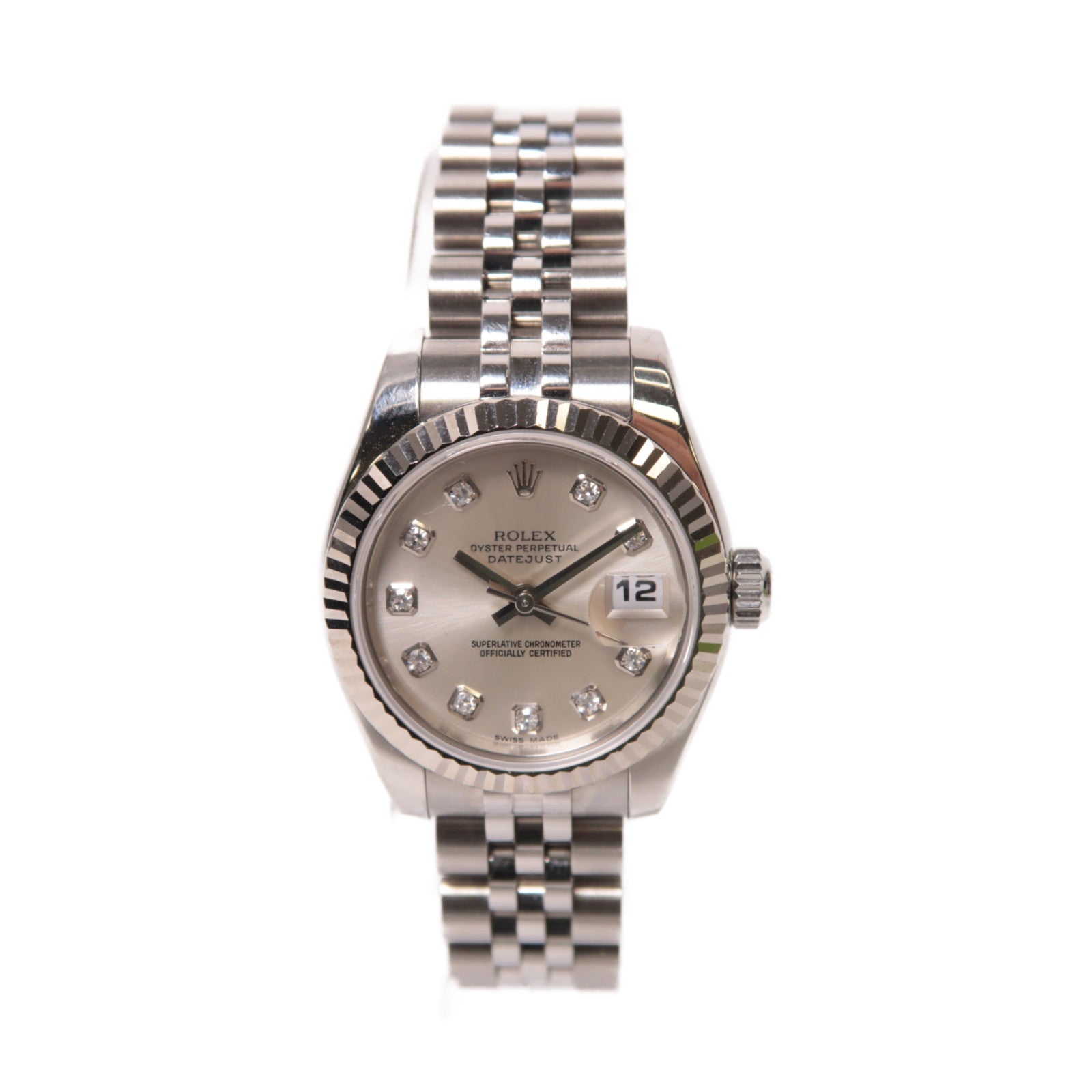 ROLEX Lady Datejust 18K白金/不鏽鋼手錶自動機芯銀色
