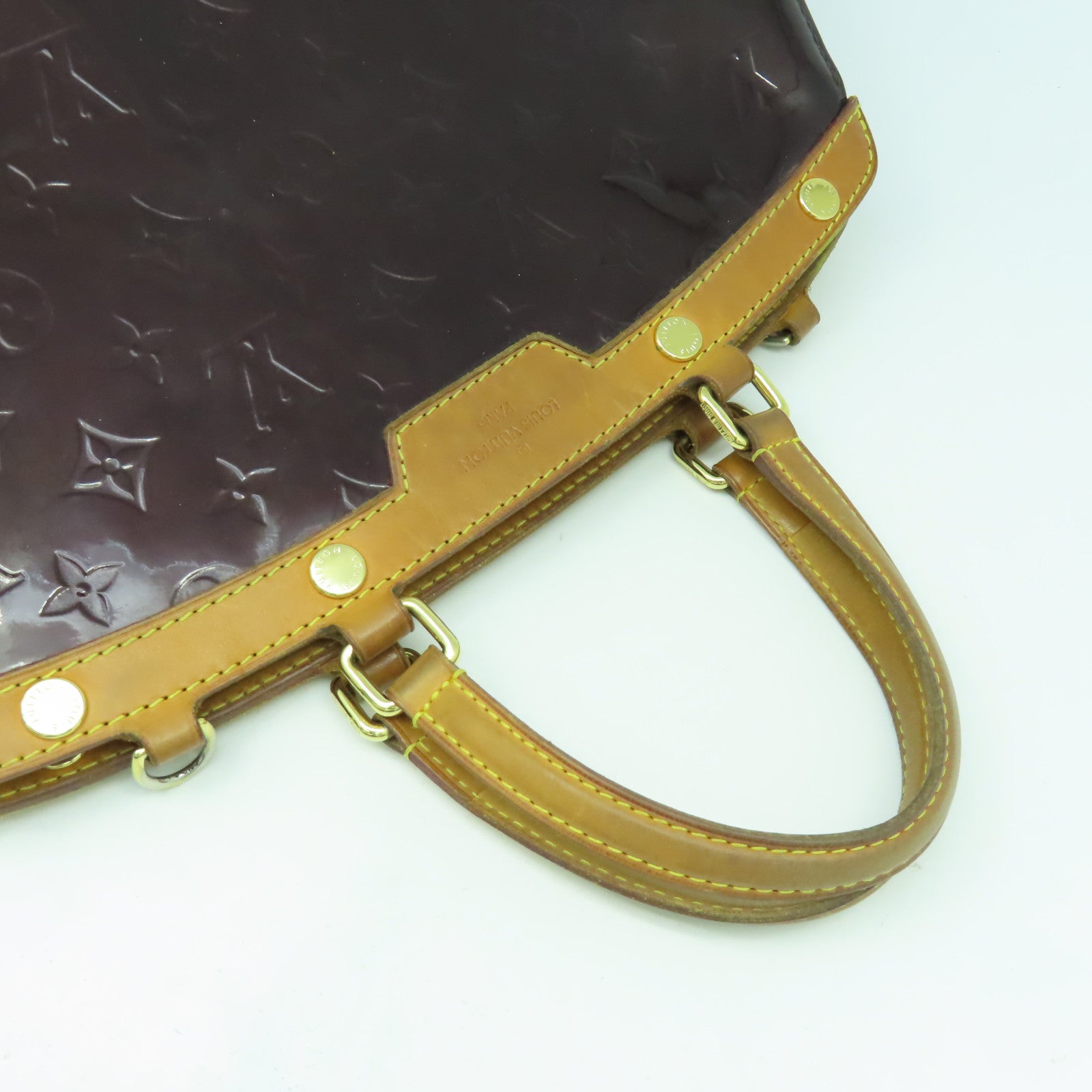 LOUIS VUITTON Monogram Vernis Blair MM金扣手挽肩背兩用袋酒紅色