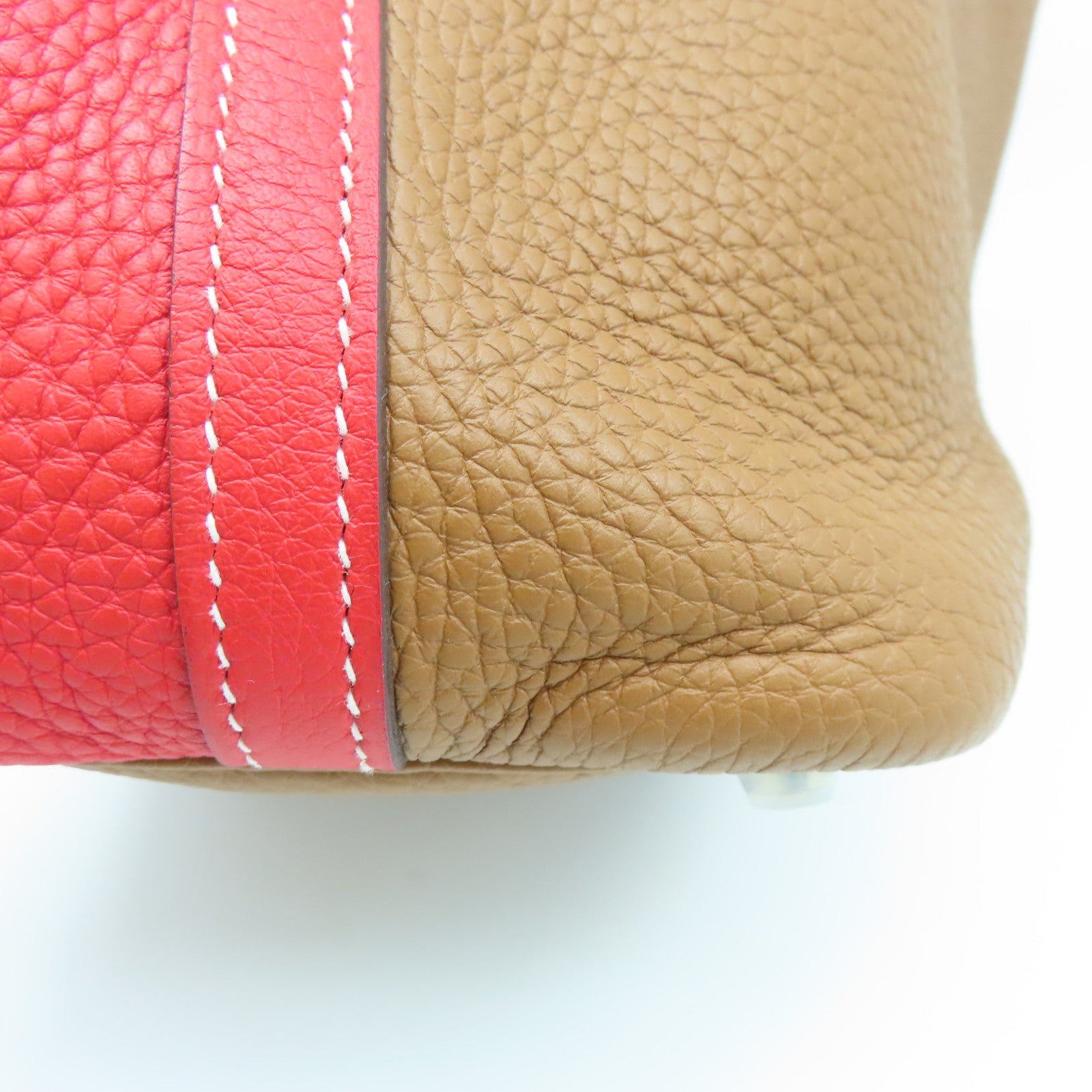 HERMES 【聖誕優惠】Clemence皮革Picotin PM Tote Bag銀扣手挽袋紅色金色