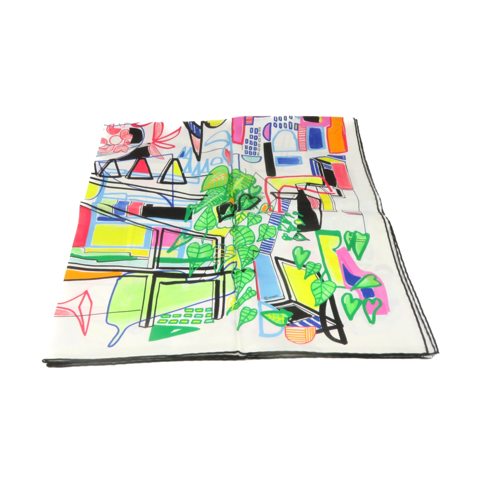 HERMES 【激減優惠】絲質Scarf 90x90絲巾白色/彩色