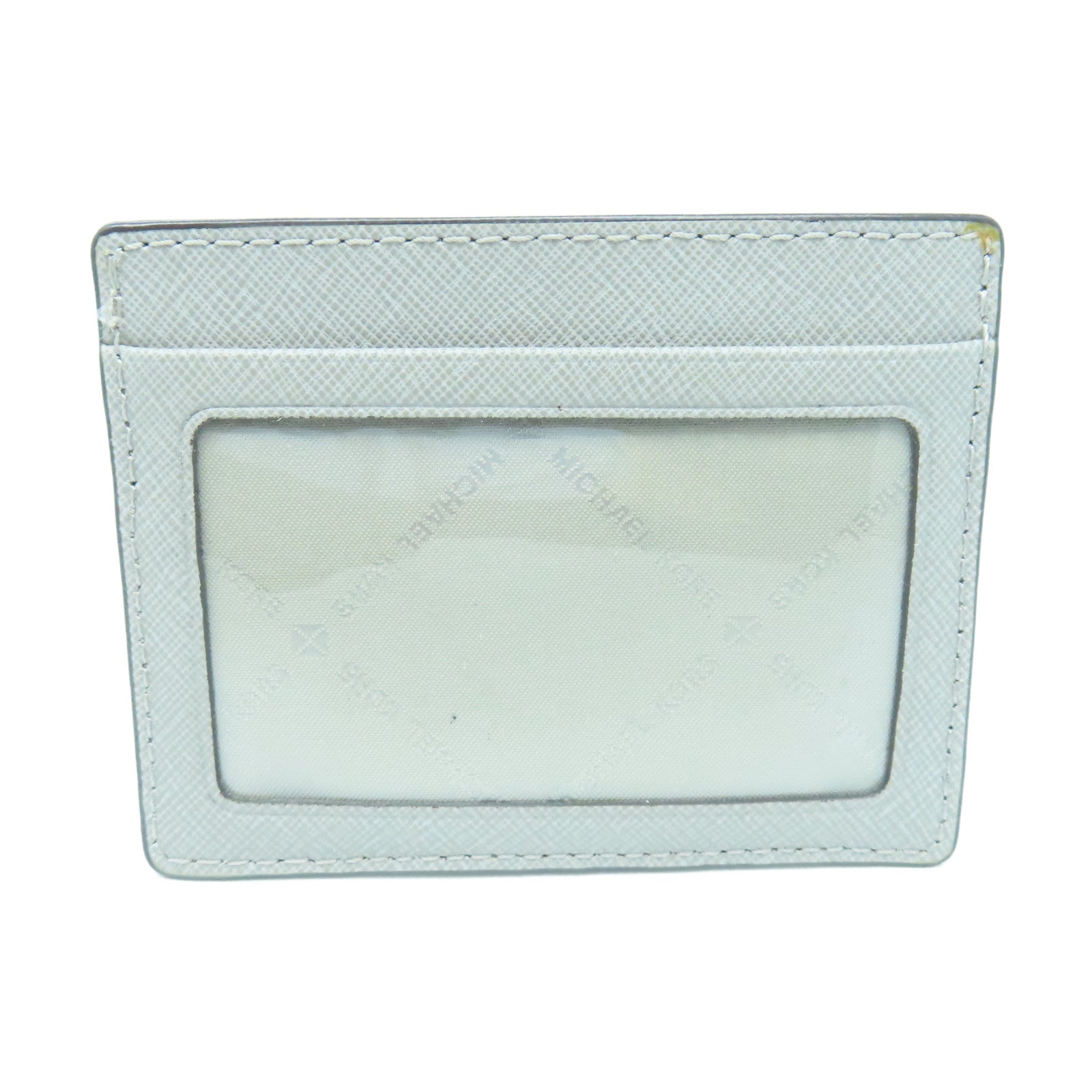 Michael Kors Calf Leather Card Case Silver Buckle Gray