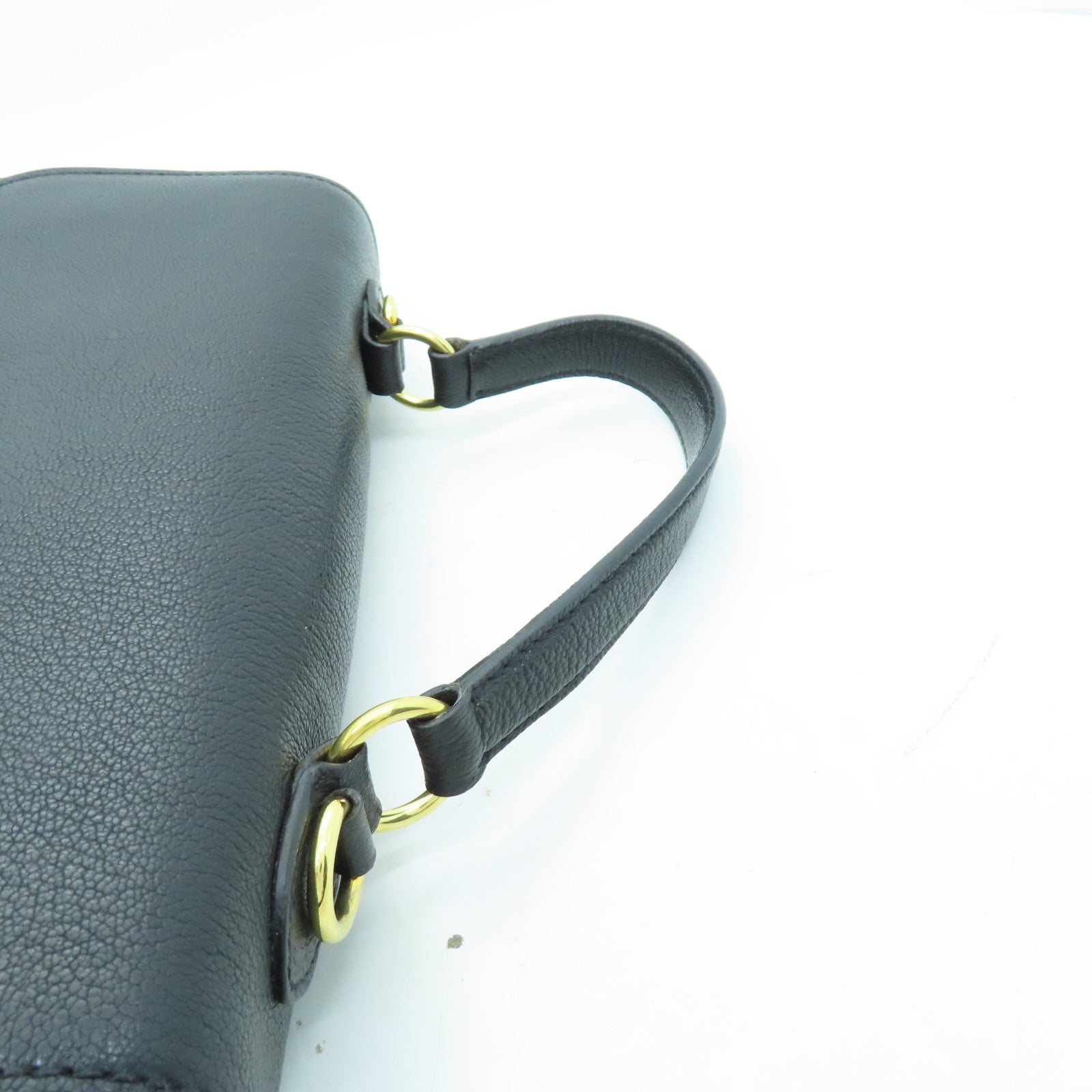Miu Miu 牛皮皮革2 Way Bag金扣手挽肩背兩用袋黑色
