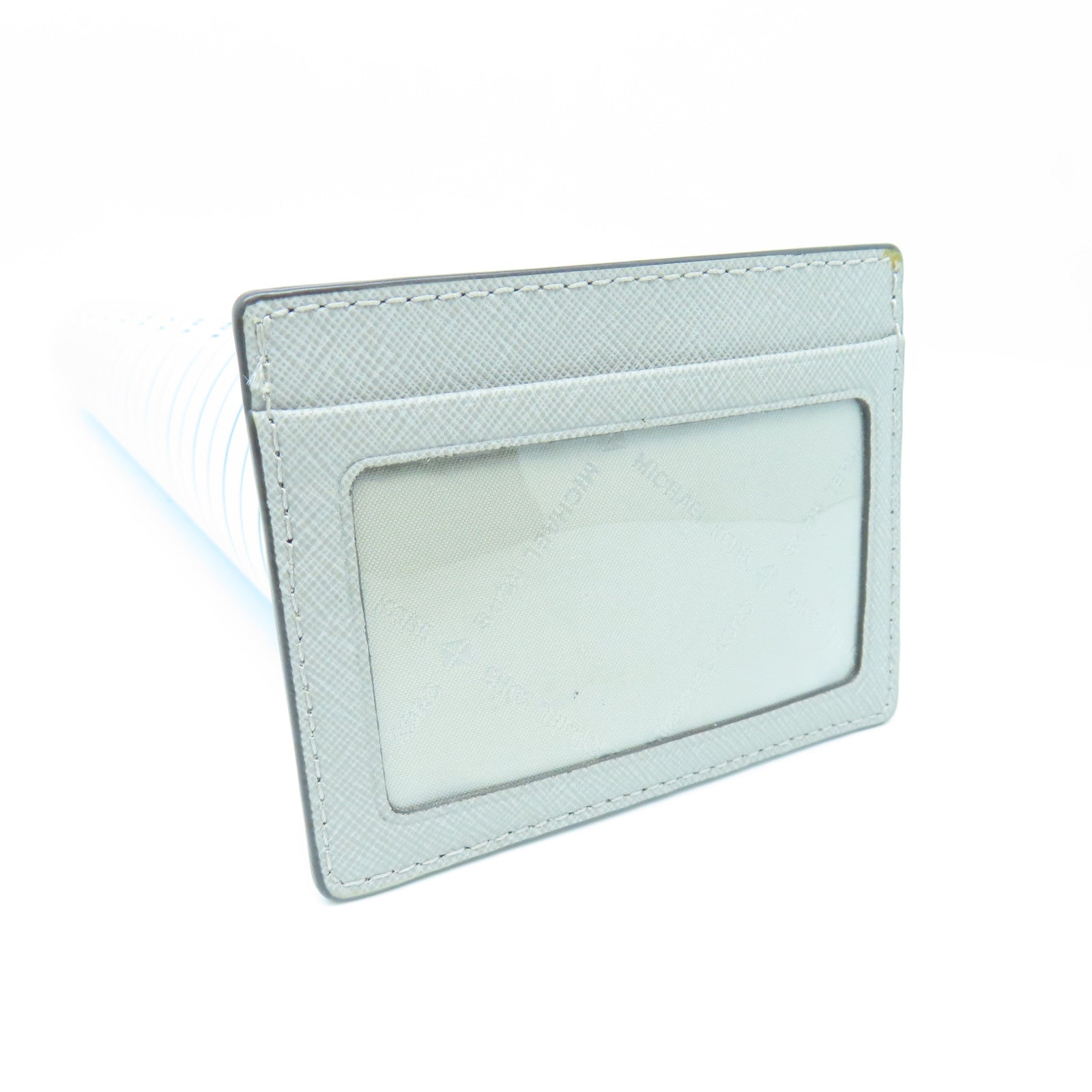 Michael Kors Calf Leather Card Case Silver Buckle Gray