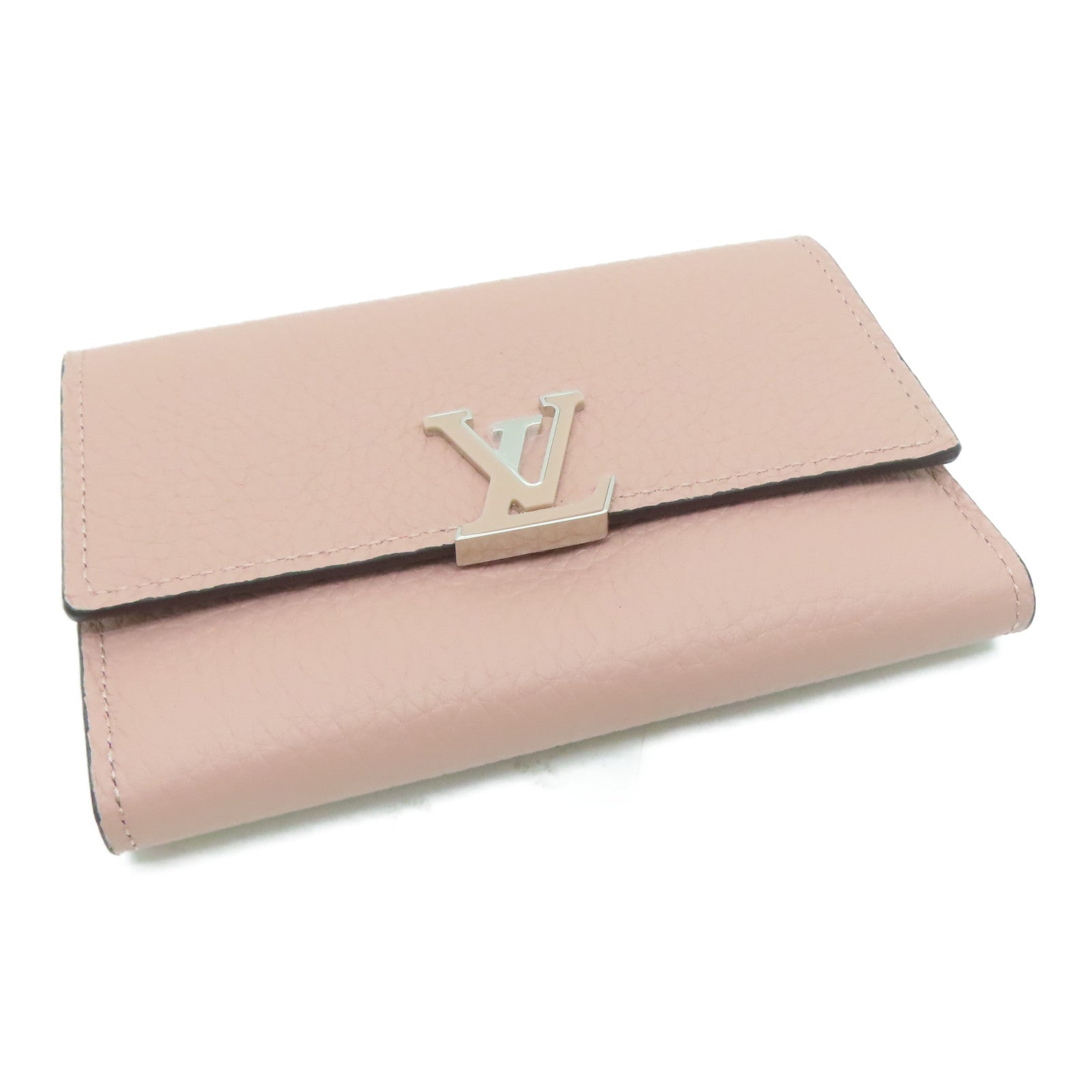 LOUIS VUITTON 【激減優惠】Taurillon皮革Capucines Compact Wallet錢包粉紅色/Magnolia