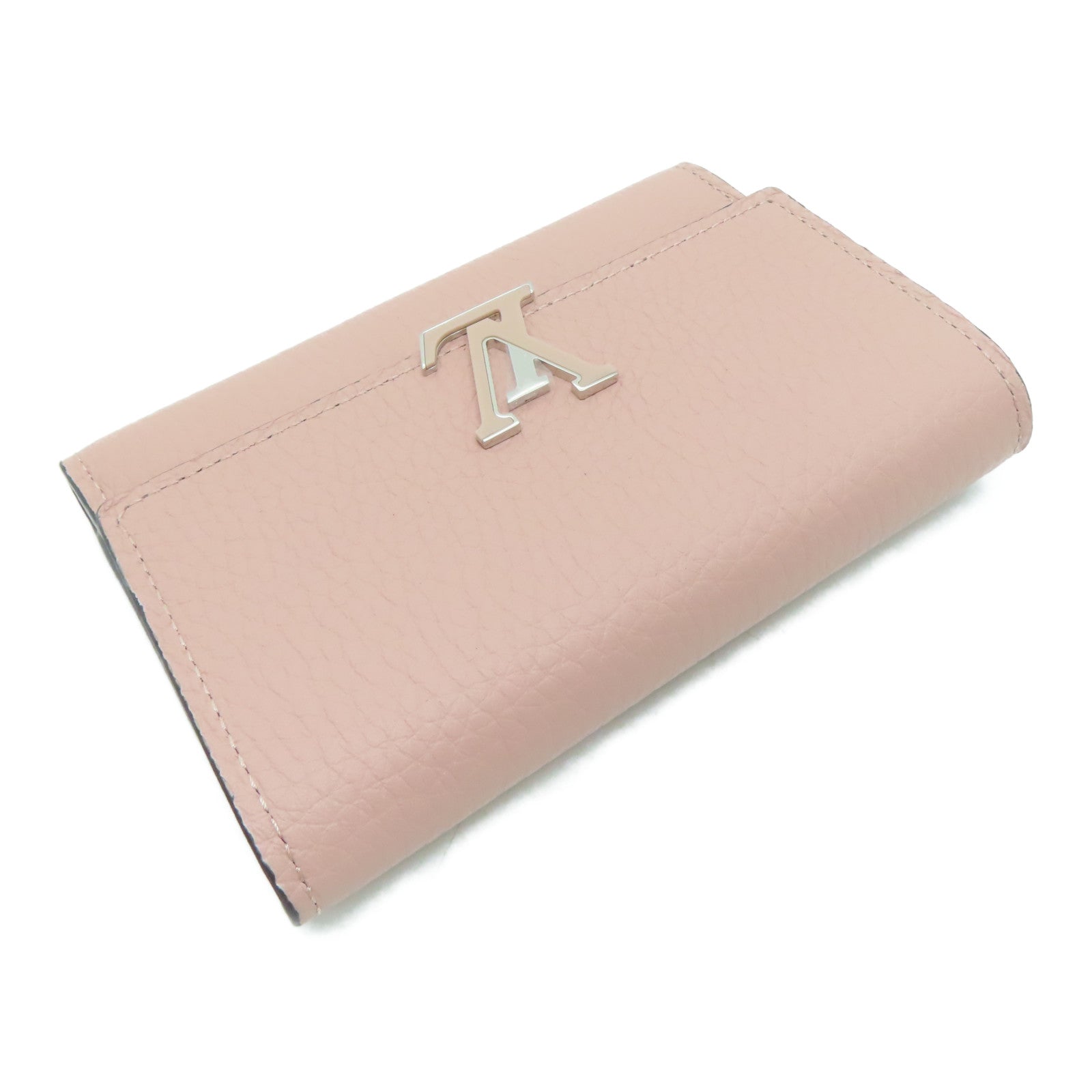 LOUIS VUITTON 【激減優惠】Taurillon皮革Capucines Compact Wallet錢包粉紅色/Magnolia