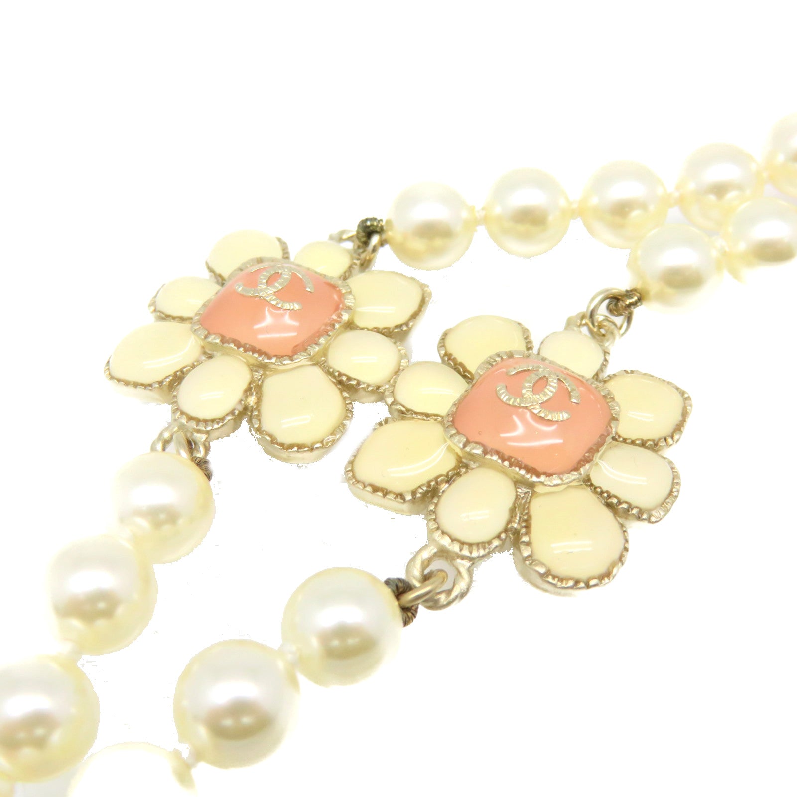 CHANEL 金屬/PCV/仿珍珠Necklace項鏈粉紅色/米白色