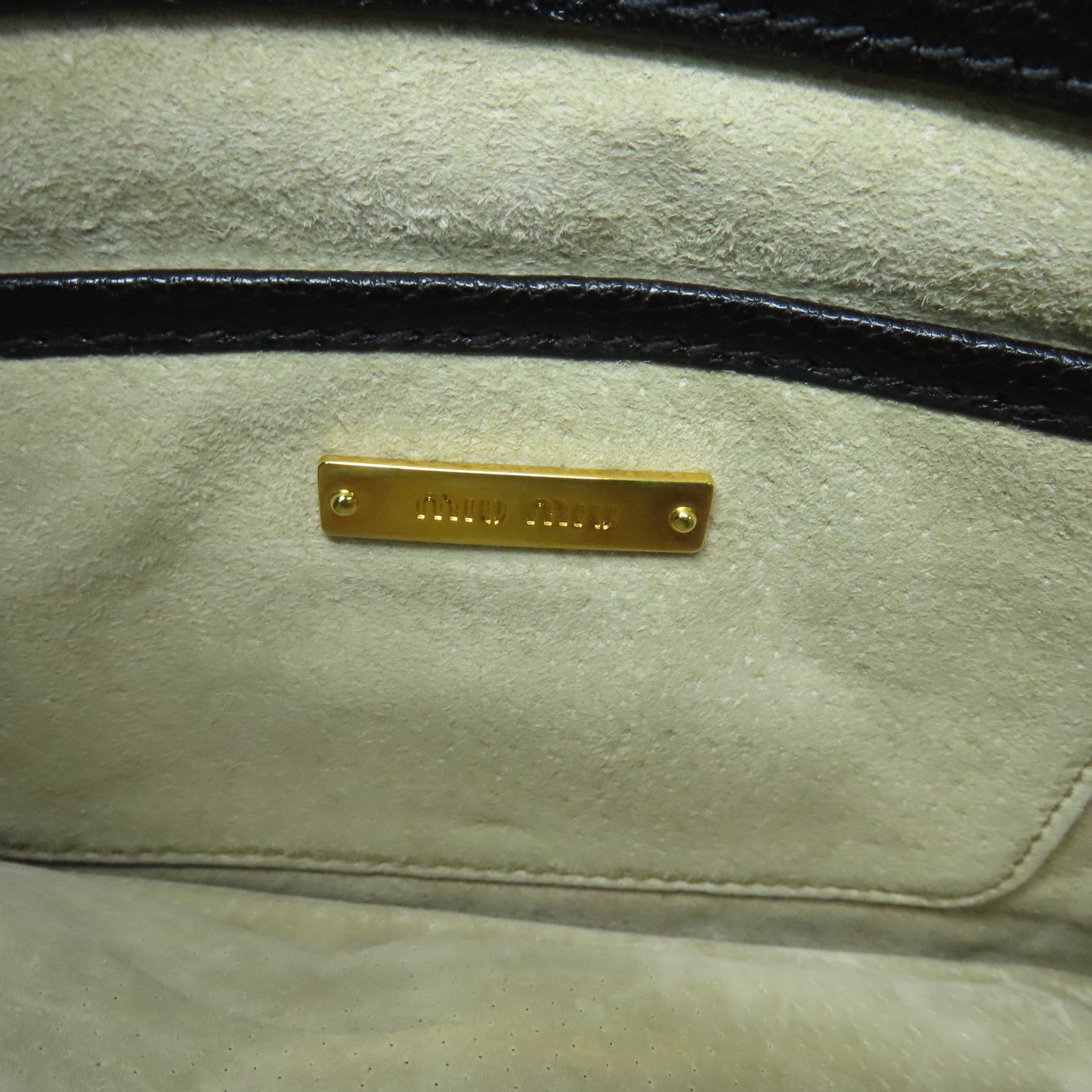Miu Miu 牛皮皮革2 Way Bag金扣手挽肩背兩用袋黑色