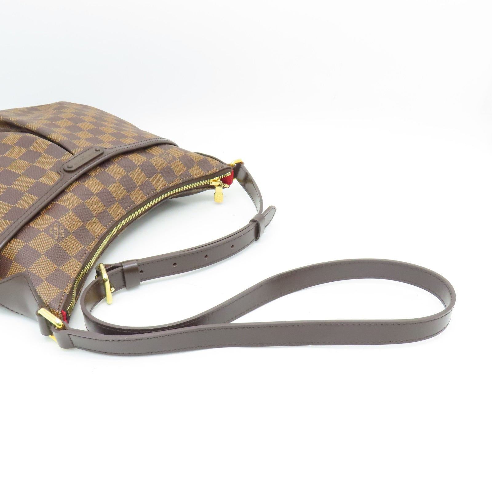 LOUIS VUITTON Damier Bloomsbury PM Gold Buckle Shoulder Bag Brown