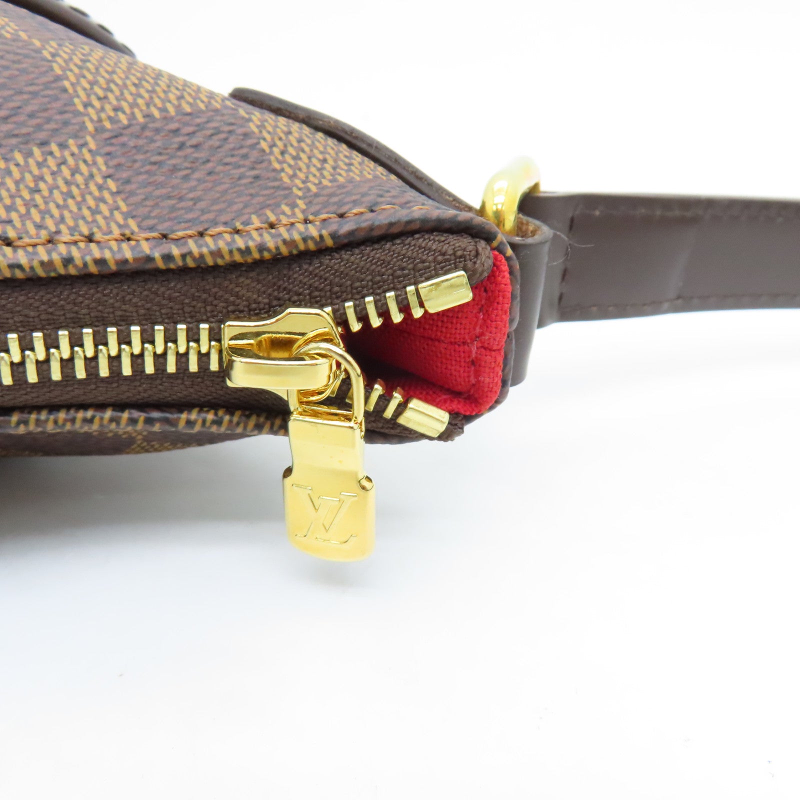 LOUIS VUITTON Damier Bloomsbury PM Gold Buckle Shoulder Bag Brown