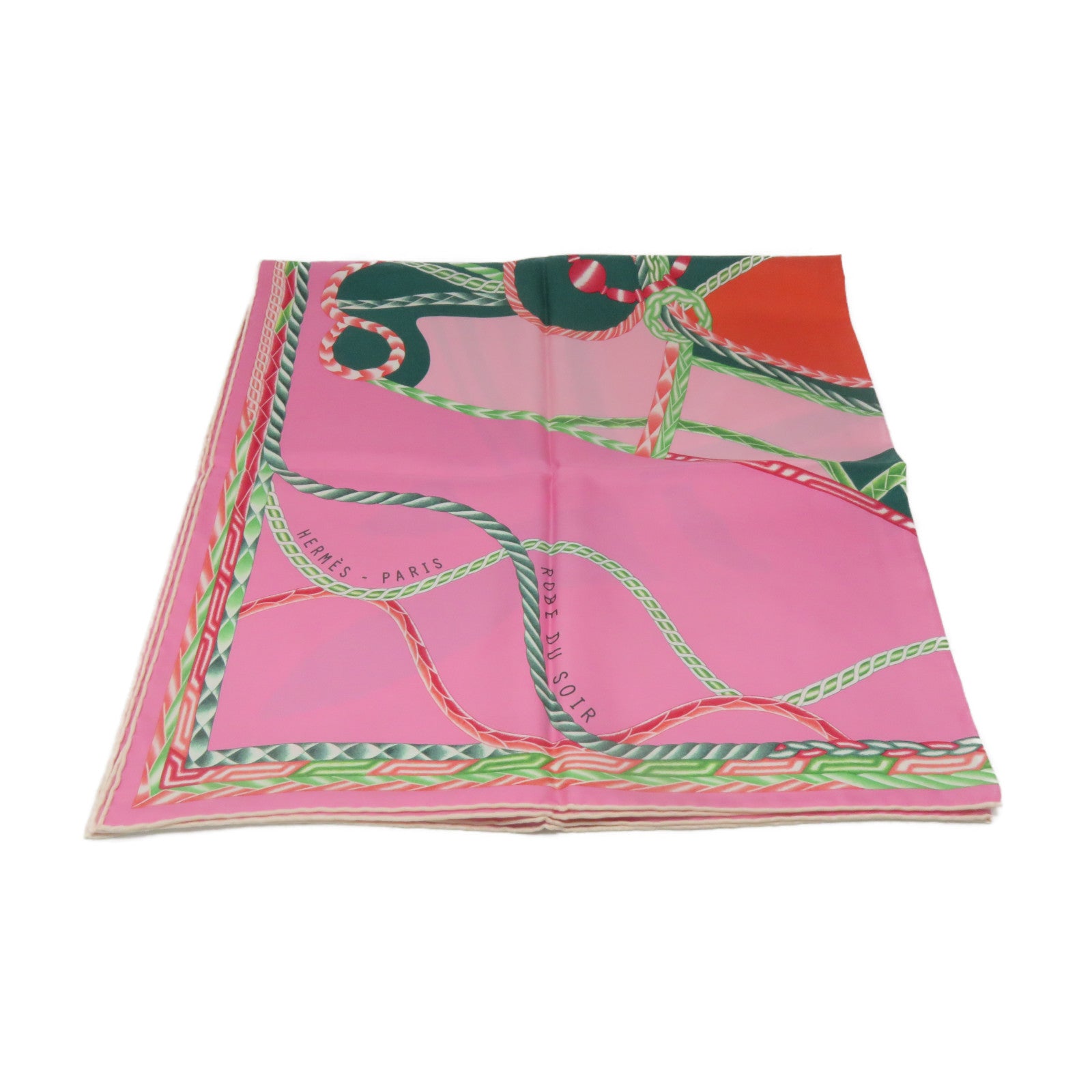 HERMES 【激減優惠】絲質Scarf 90x90絲巾粉紅色/綠色/彩色