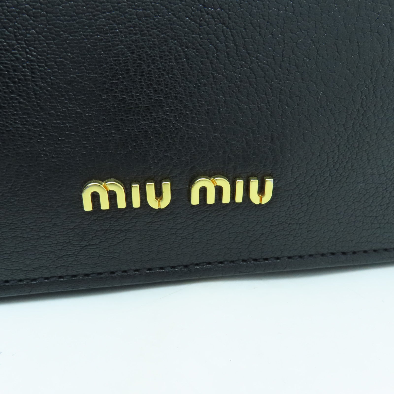 Miu Miu 牛皮皮革2 Way Bag金扣手挽肩背兩用袋黑色