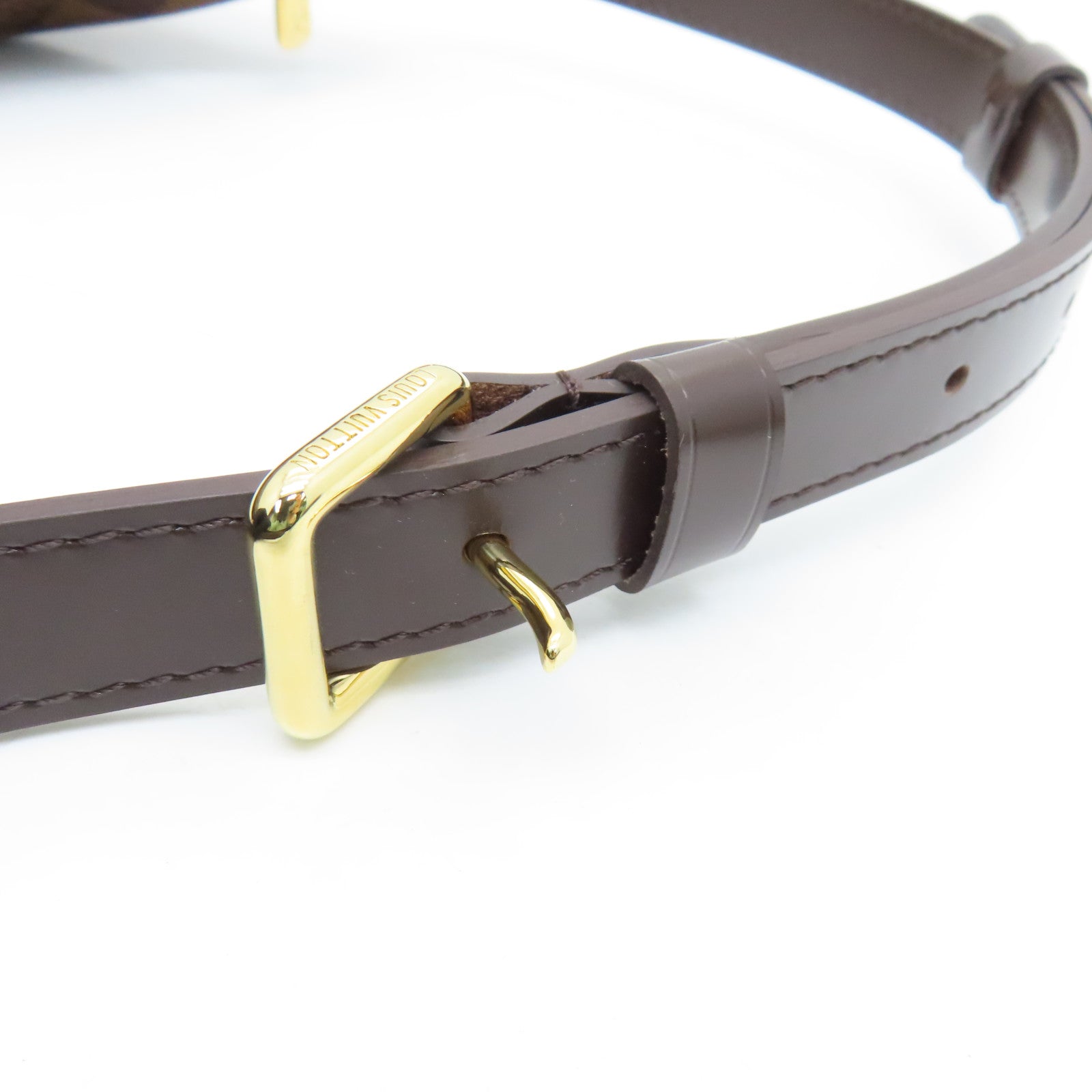 LOUIS VUITTON Damier Bloomsbury PM Gold Buckle Shoulder Bag Brown