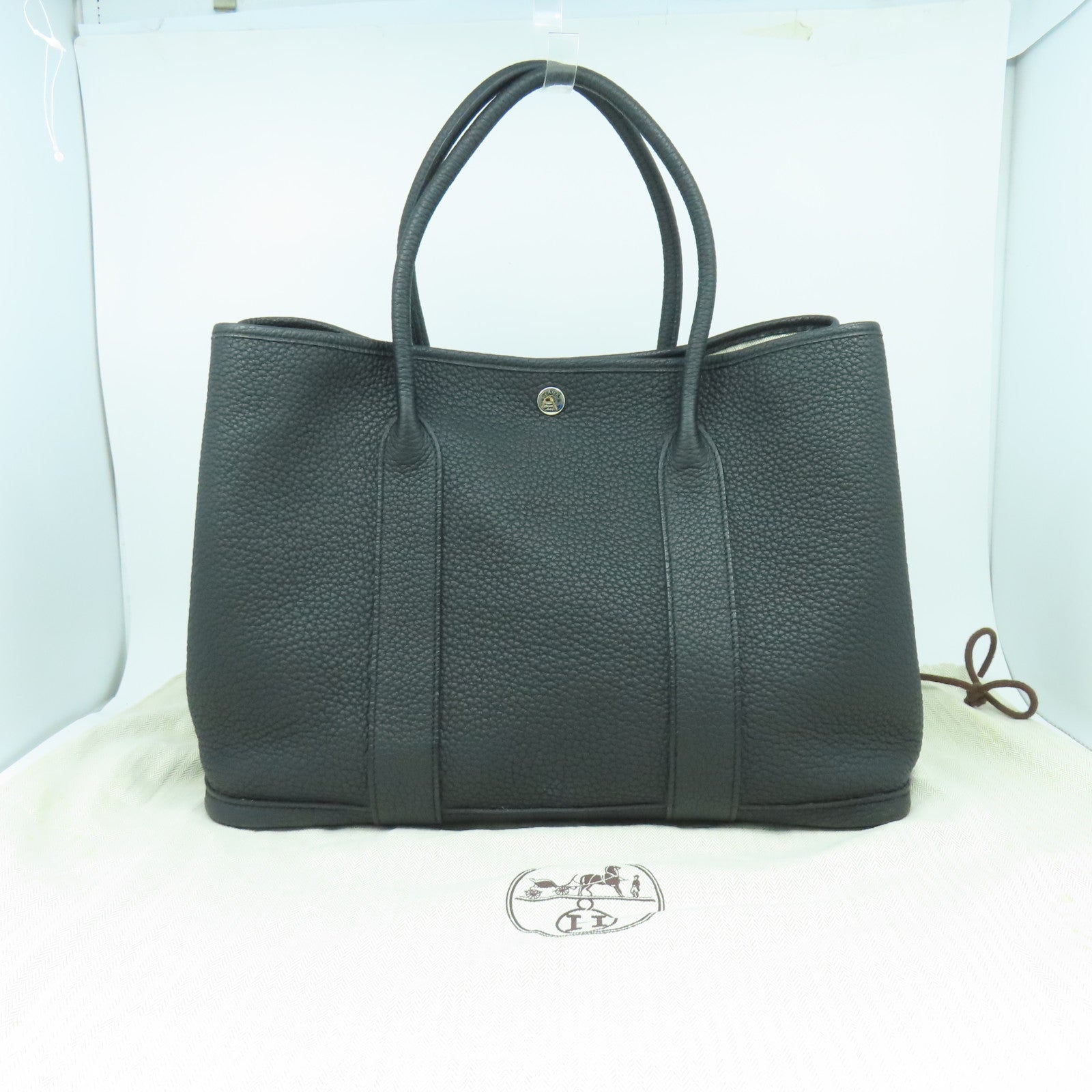 HERMES 【激減優惠】Negonda皮革Garden Party PM銀扣手挽袋黑色