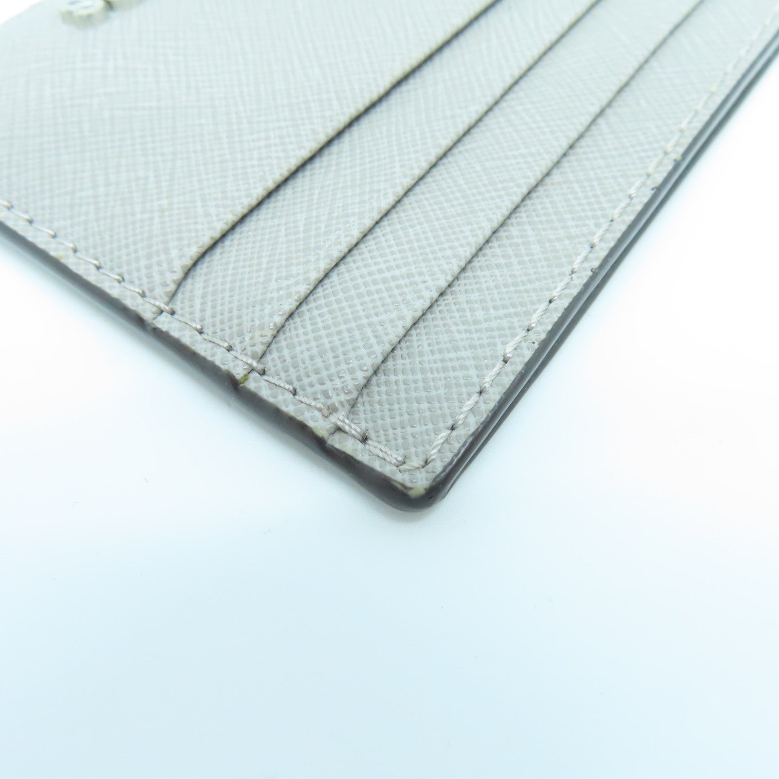 Michael Kors Calf Leather Card Case Silver Buckle Gray