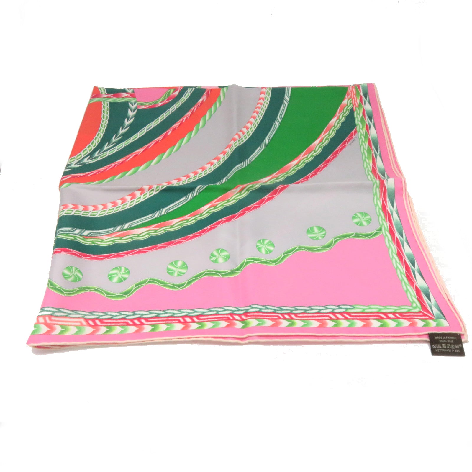 HERMES 【激減優惠】絲質Scarf 90x90絲巾粉紅色/綠色/彩色