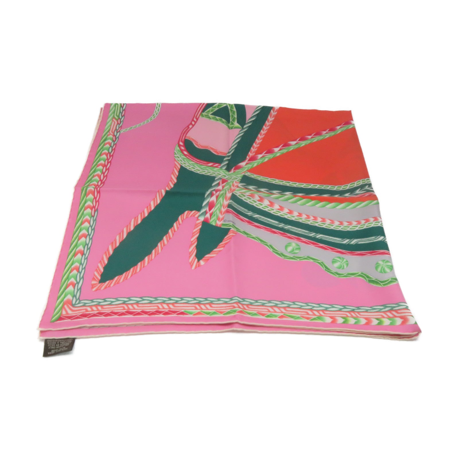HERMES 【激減優惠】絲質Scarf 90x90絲巾粉紅色/綠色/彩色