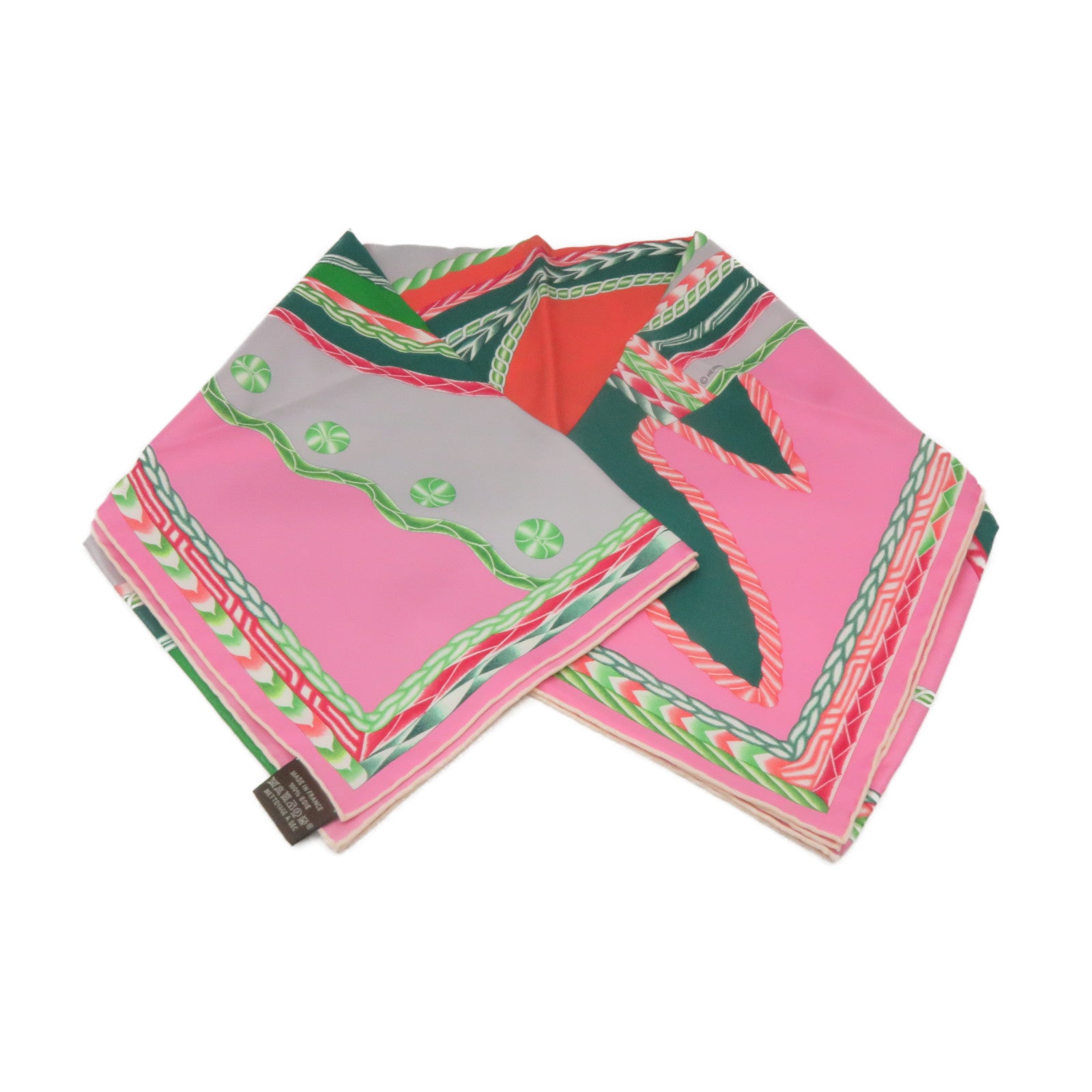 HERMES 【激減優惠】絲質Scarf 90x90絲巾粉紅色/綠色/彩色