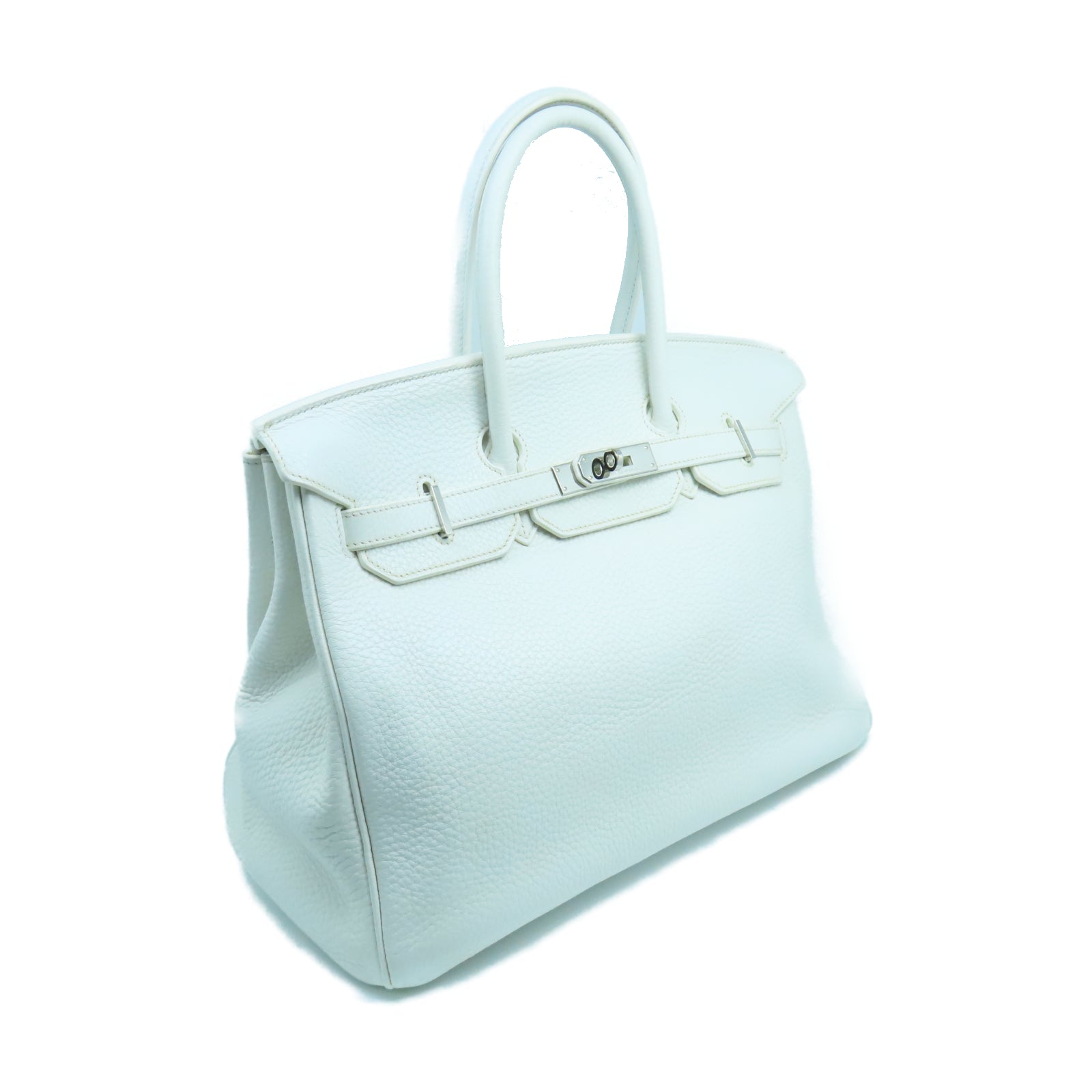 HERMES Togo皮革Birkin 35銀扣手挽袋白色