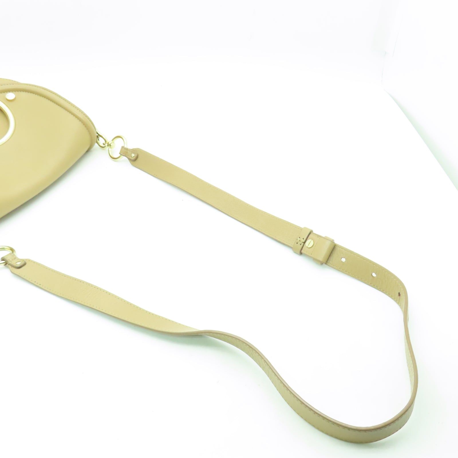 SEE BY CHLOE 牛皮皮革Shoulder Bag金扣肩背袋米色