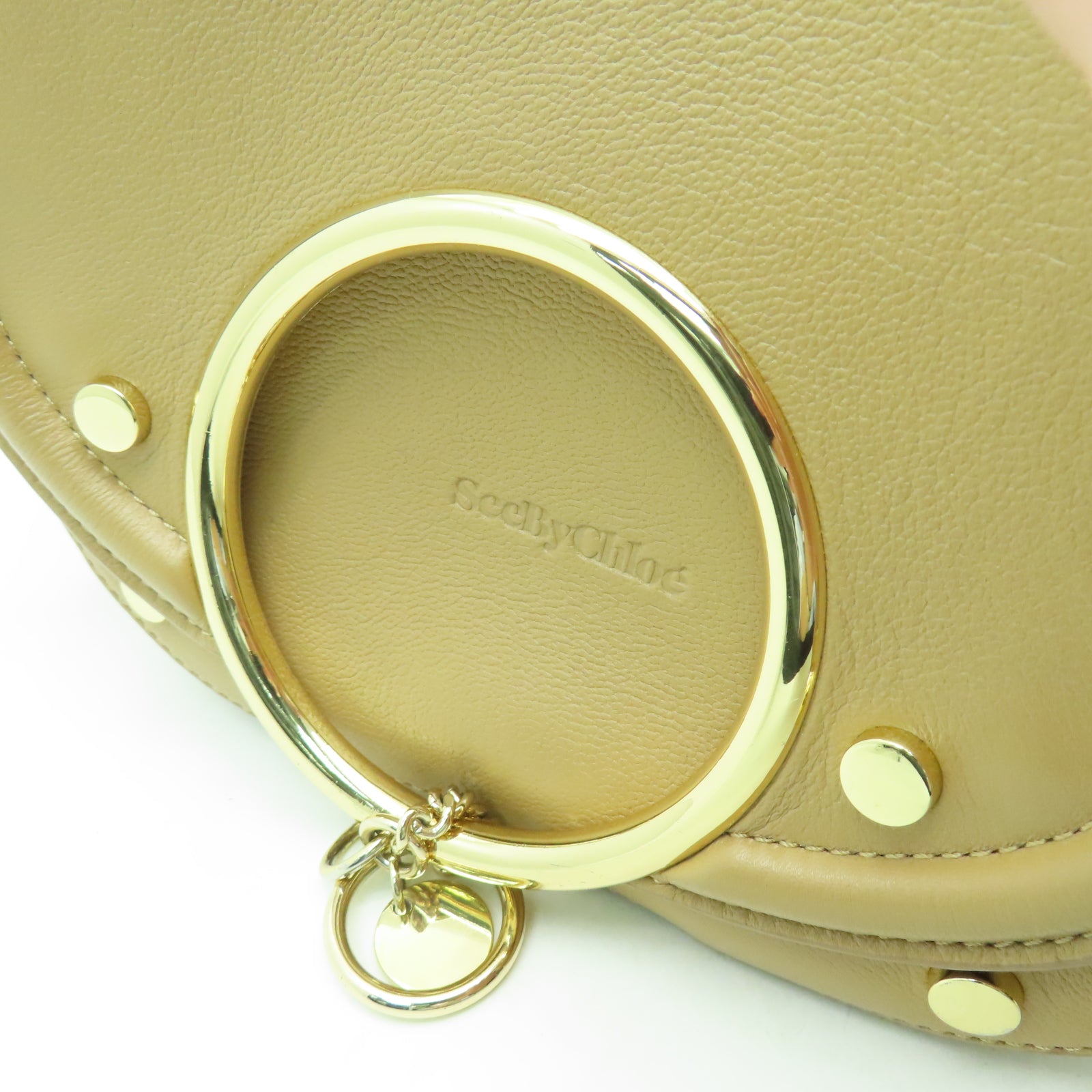 SEE BY CHLOE 牛皮皮革Shoulder Bag金扣肩背袋米色