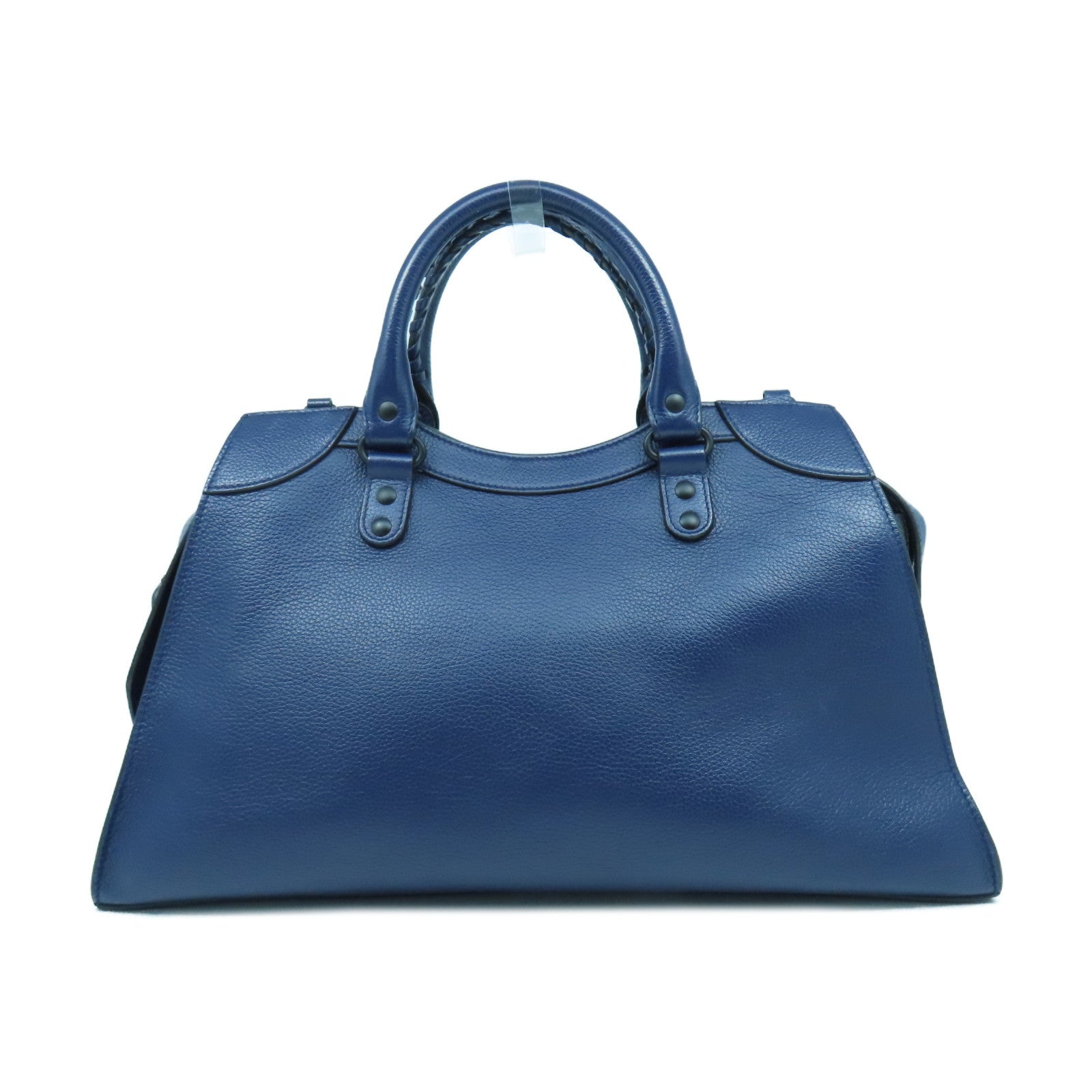 BALENCIAGA 牛皮皮革Neo Classic City黑扣手挽肩背兩用袋深藍色