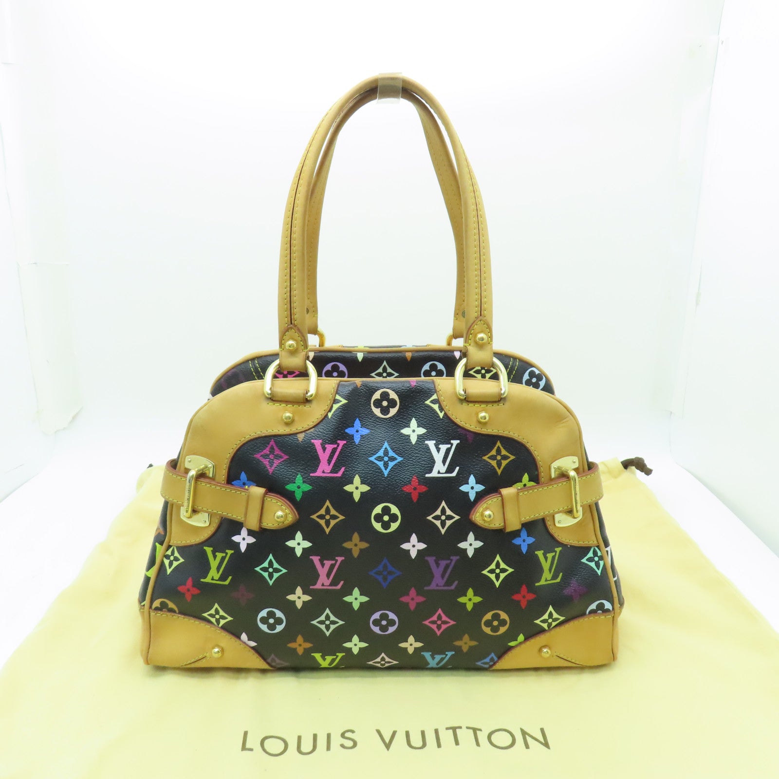 LOUIS VUITTON Monogram Multicolore Claudia金扣手挽袋黑色/彩色