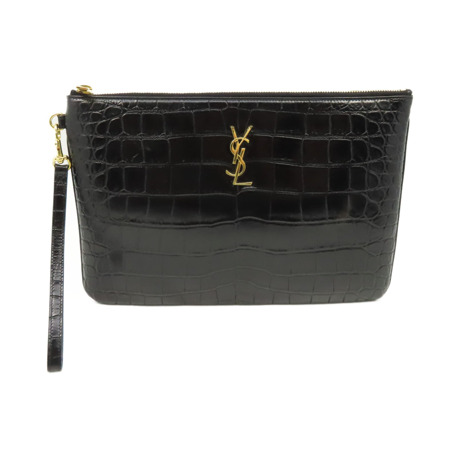 SAINT LAURENT 牛皮皮革Clutch手拿包黑色