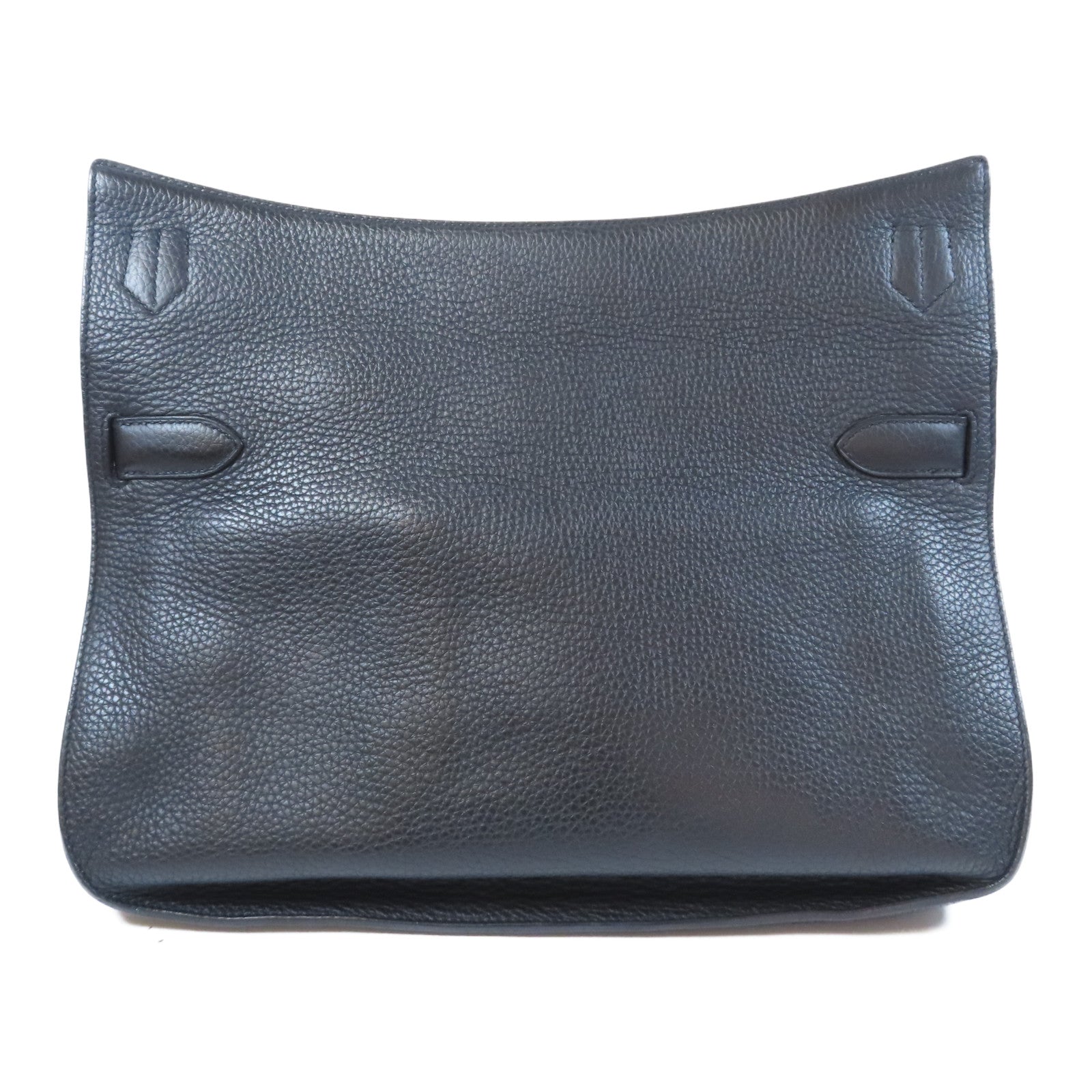HERMES Clemence皮革Jypsiere 34銀扣肩背袋Noir黑色