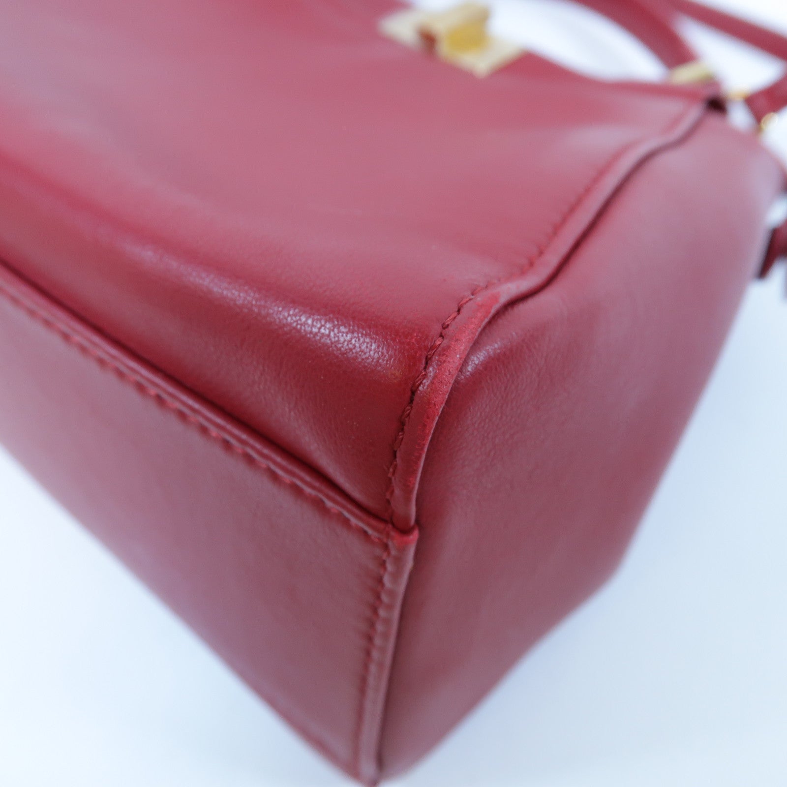 FENDI 羊皮皮革Peekaboo Mini金扣手挽肩背兩用袋紅色