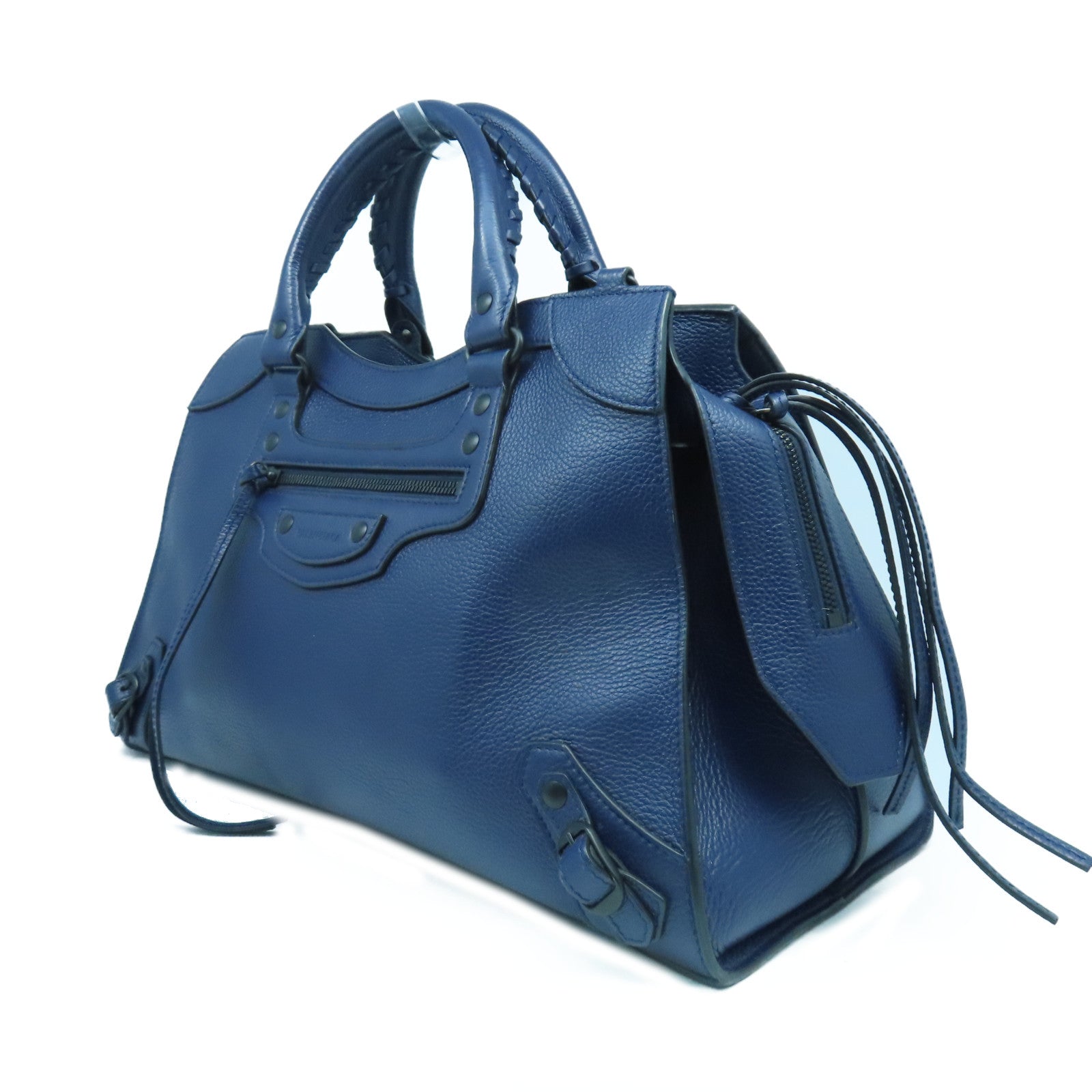 BALENCIAGA 牛皮皮革Neo Classic City黑扣手挽肩背兩用袋深藍色