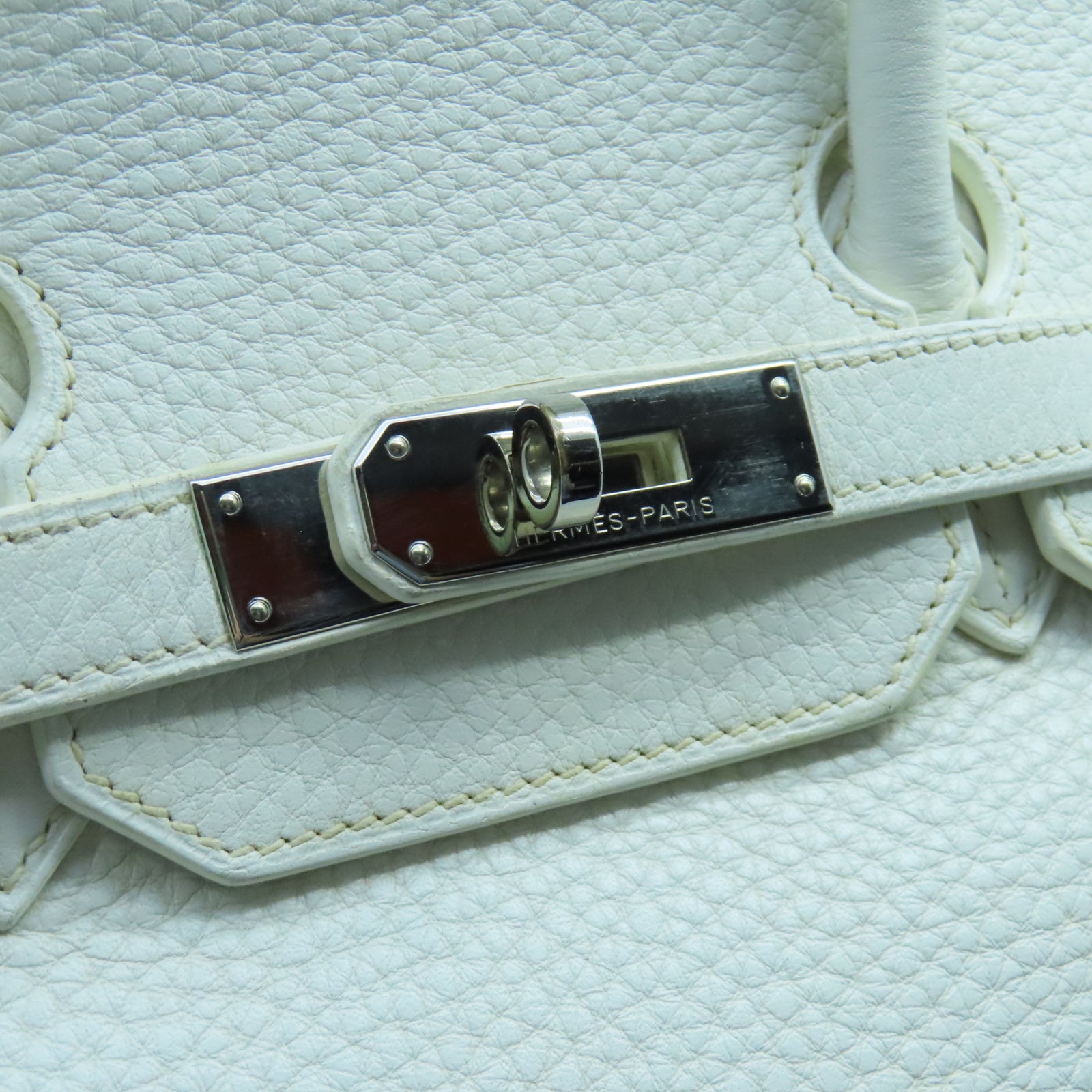 HERMES Togo皮革Birkin 35銀扣手挽袋白色