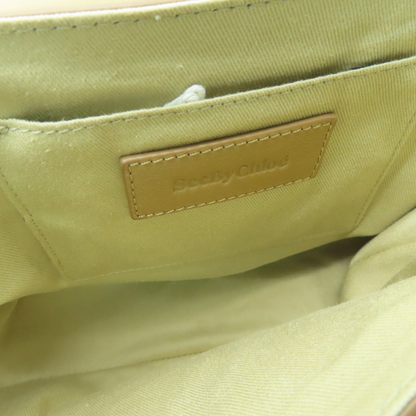 SEE BY CHLOE 牛皮皮革Shoulder Bag金扣肩背袋米色
