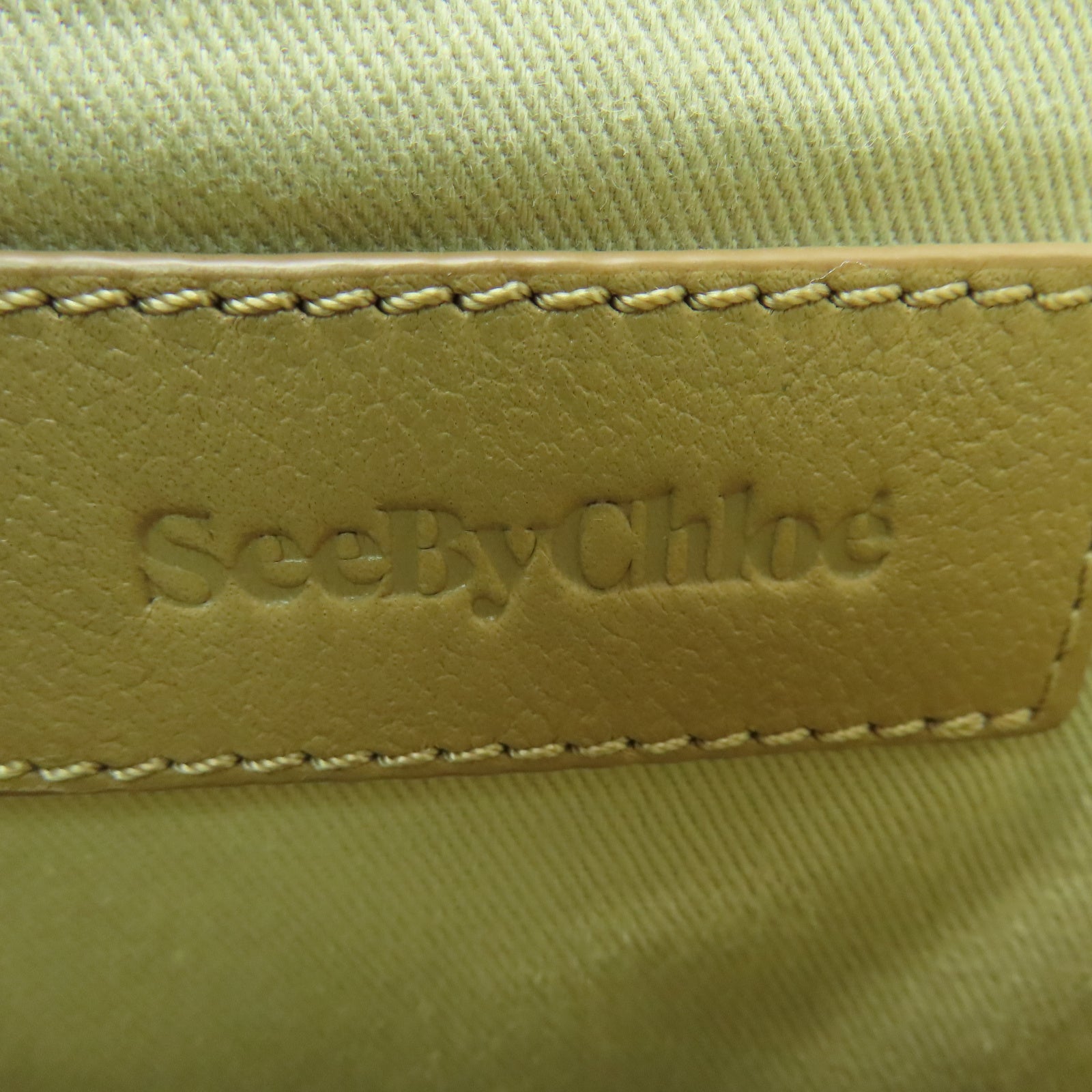 SEE BY CHLOE 牛皮皮革Shoulder Bag金扣肩背袋米色