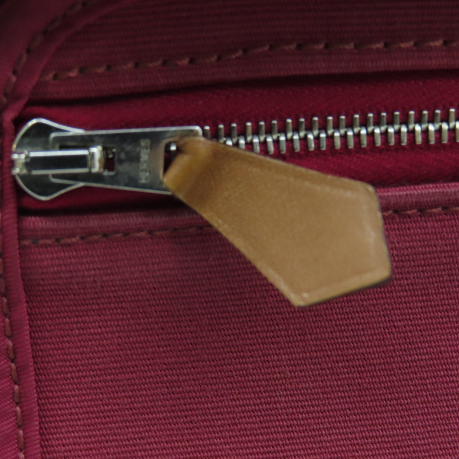 HERMES 帆布Herbag PM銀扣手挽肩背兩用袋紅色