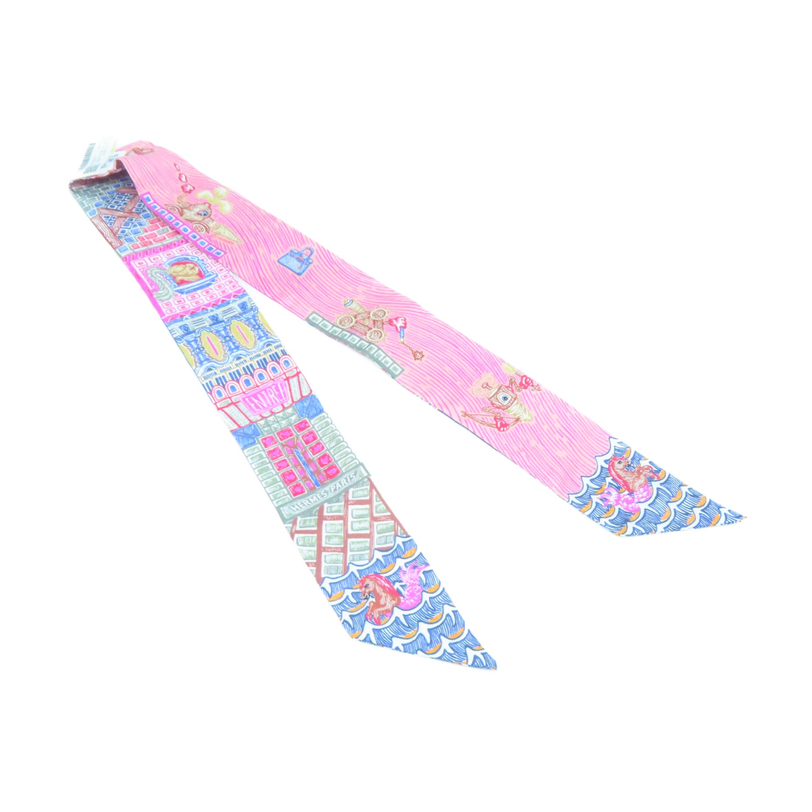 HERMES 絲質Twilly Scarf絲巾粉紅色