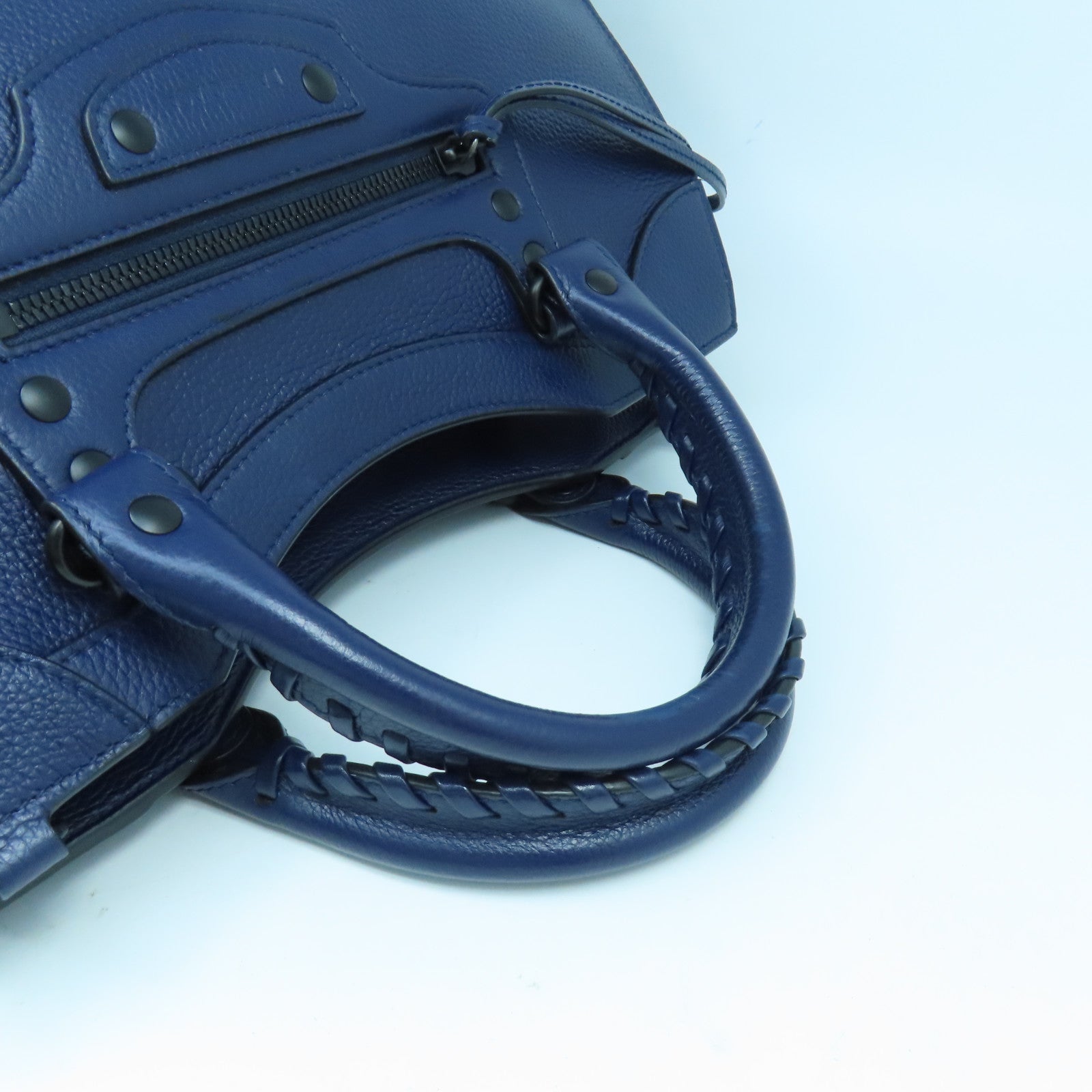 BALENCIAGA 牛皮皮革Neo Classic City黑扣手挽肩背兩用袋深藍色