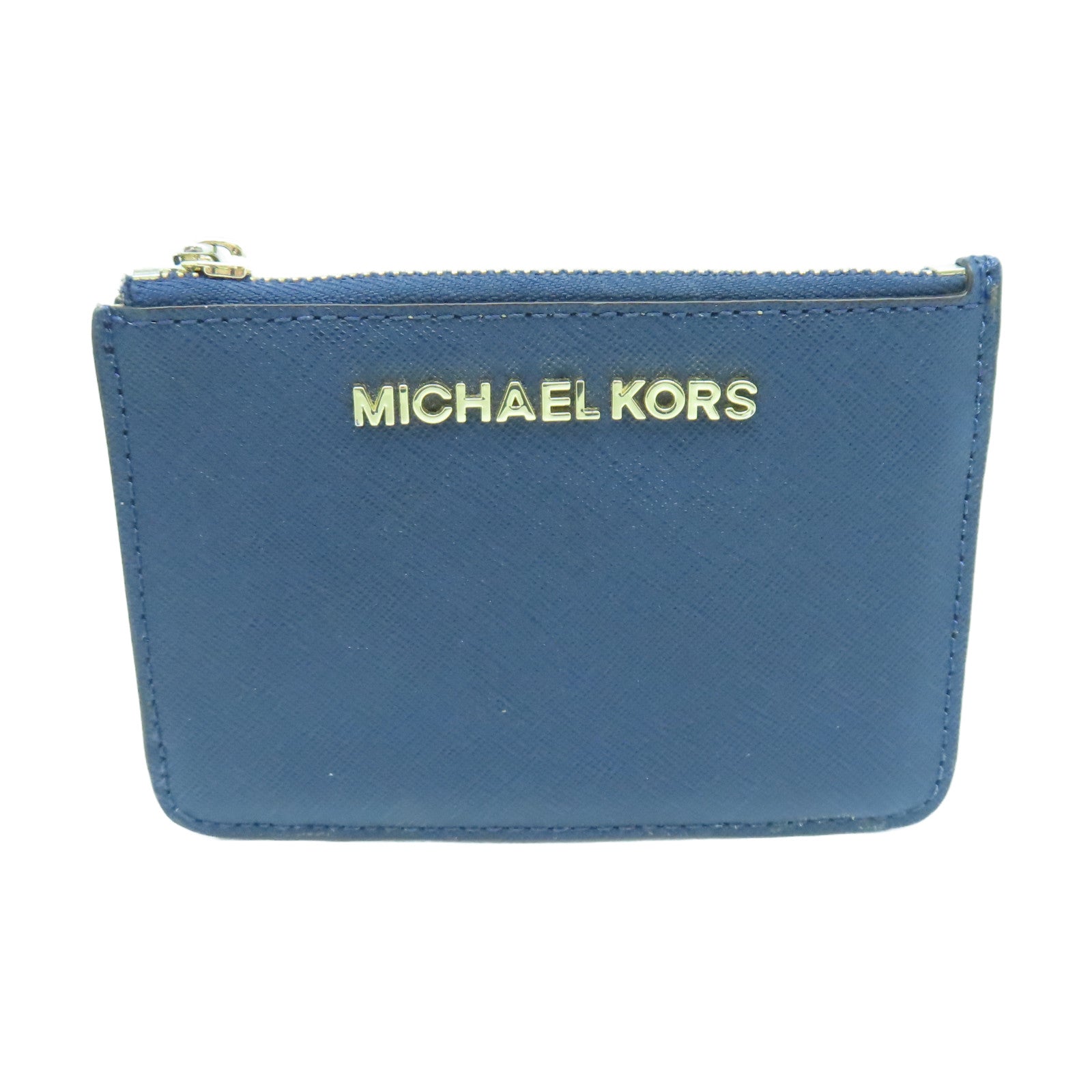 Michael Kors Leather Card Case Gold Buckle Blue