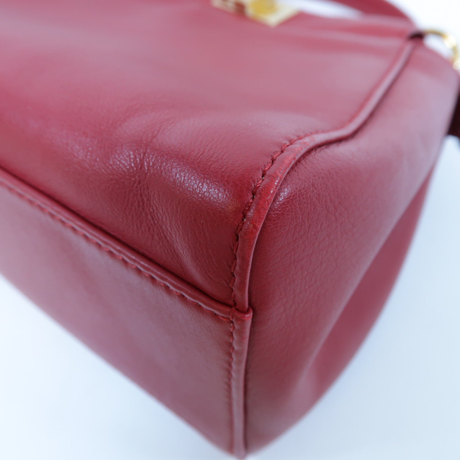FENDI 羊皮皮革Peekaboo Mini金扣手挽肩背兩用袋紅色