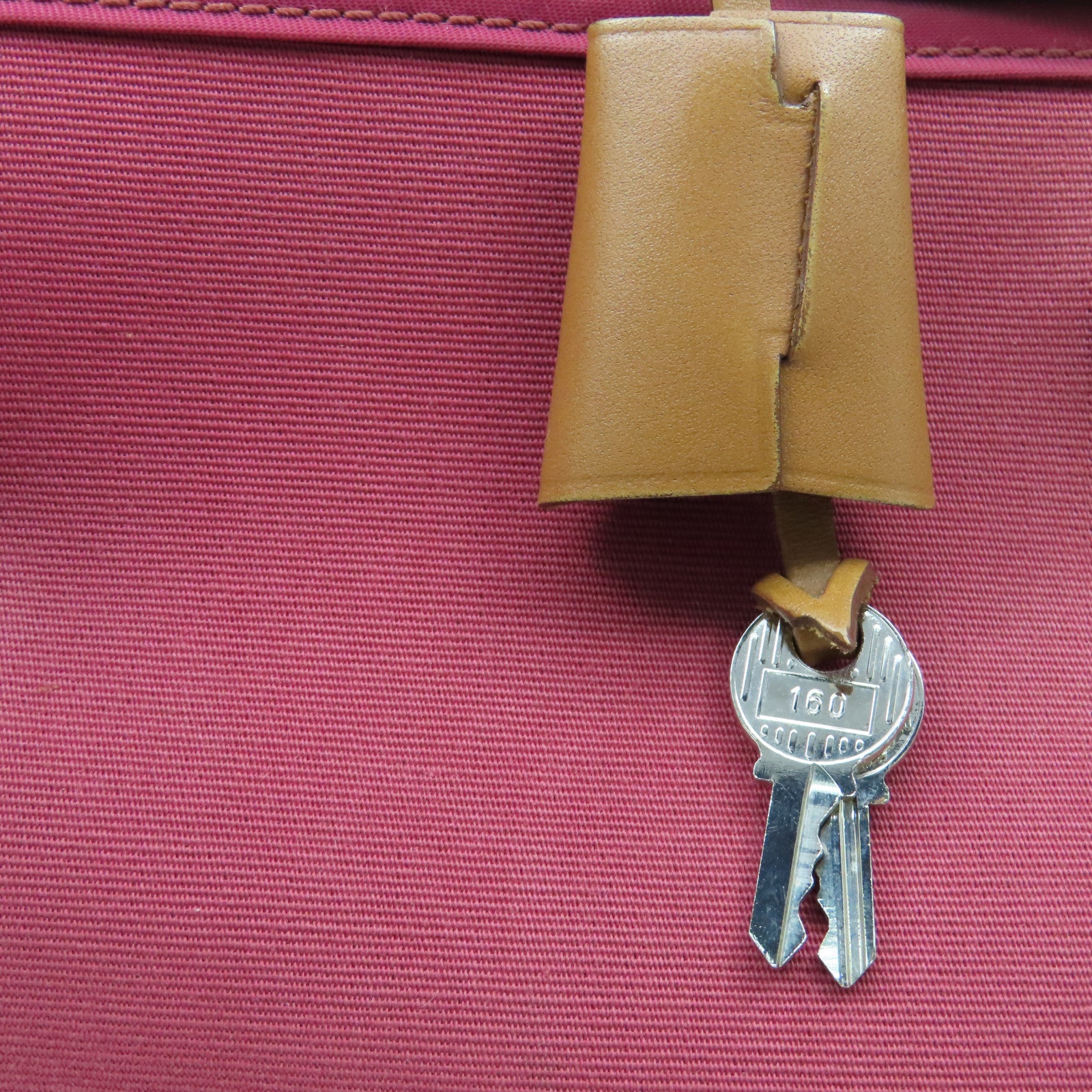 HERMES 帆布Herbag PM銀扣手挽肩背兩用袋紅色