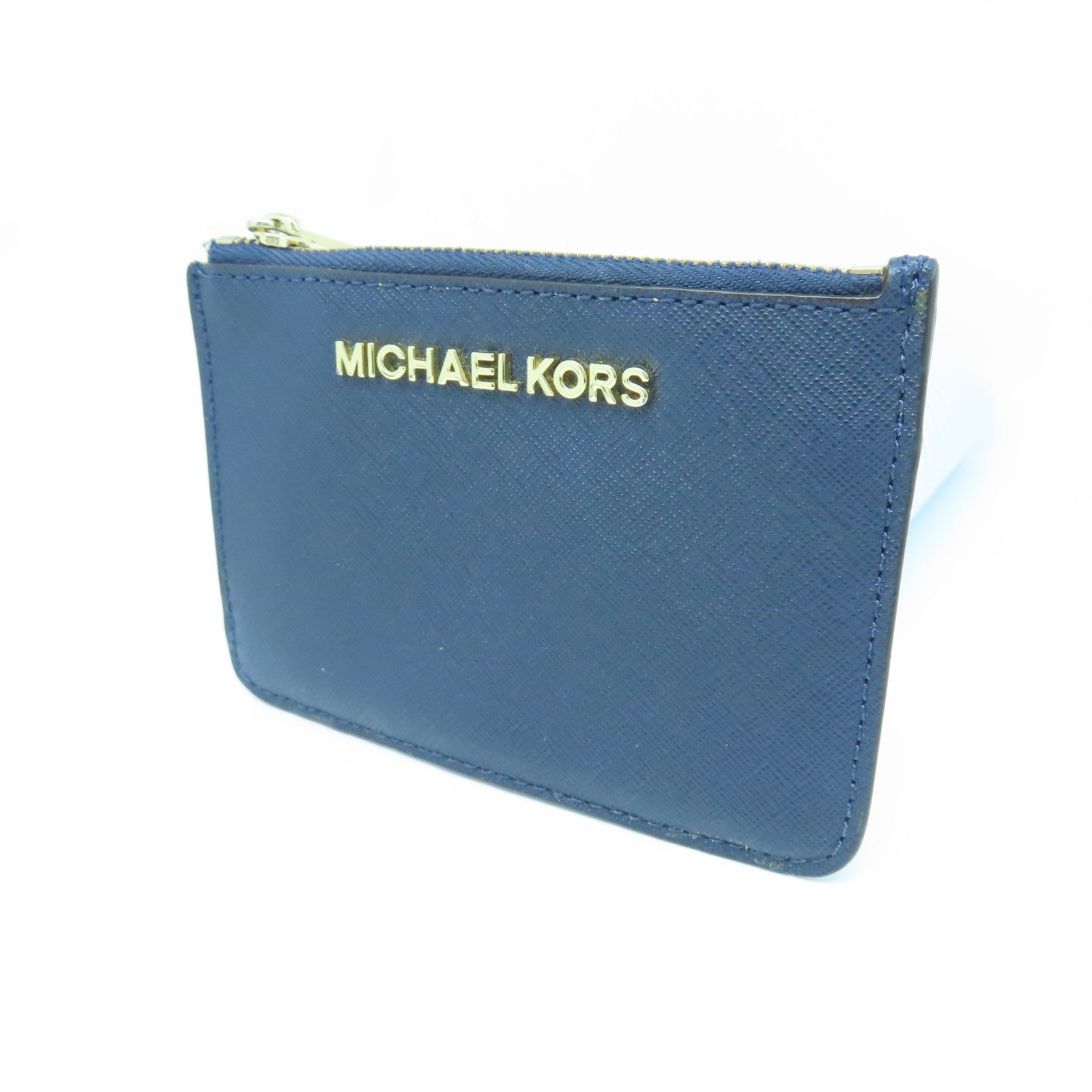 Michael Kors Leather Card Case Gold Buckle Blue