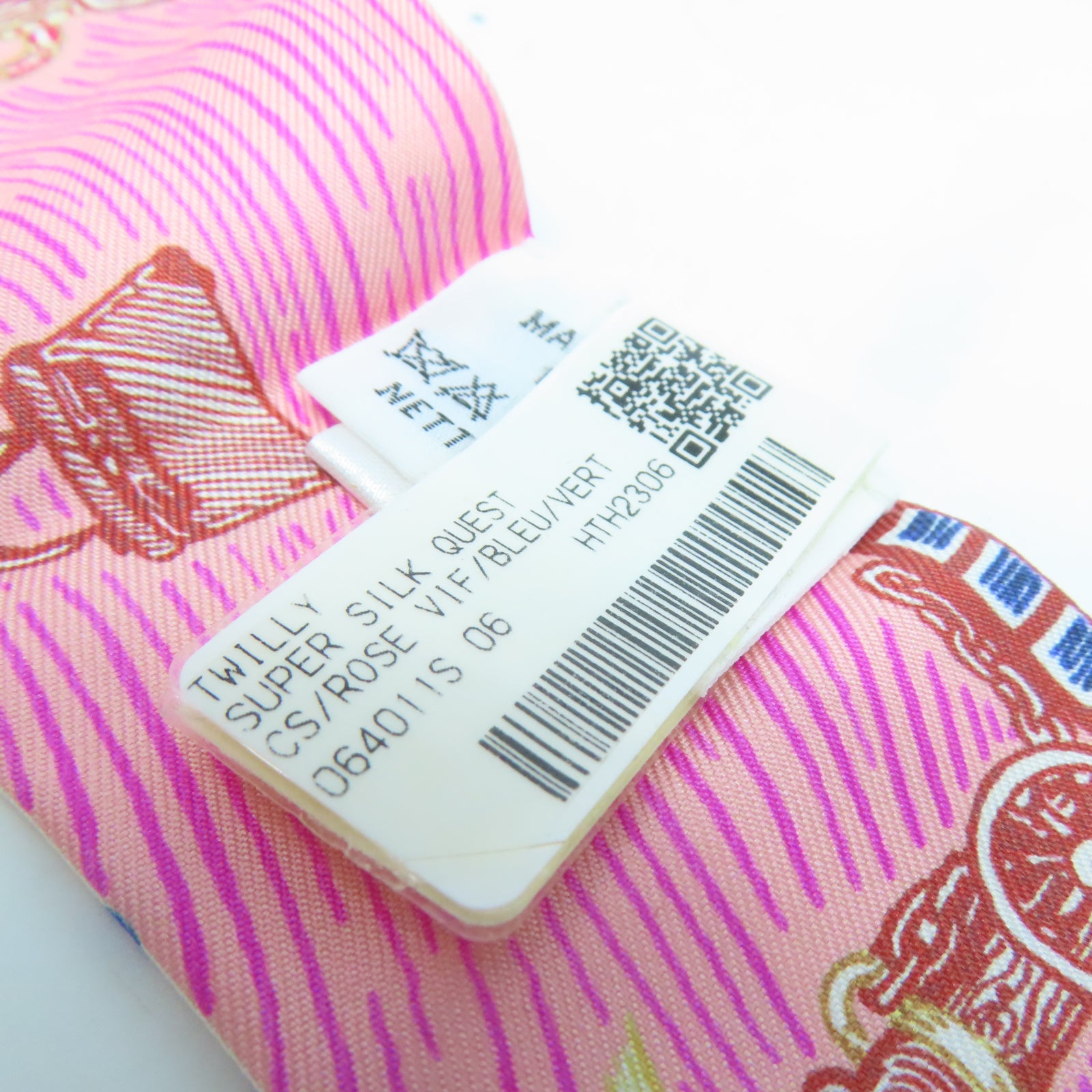 HERMES 絲質Twilly Scarf絲巾粉紅色