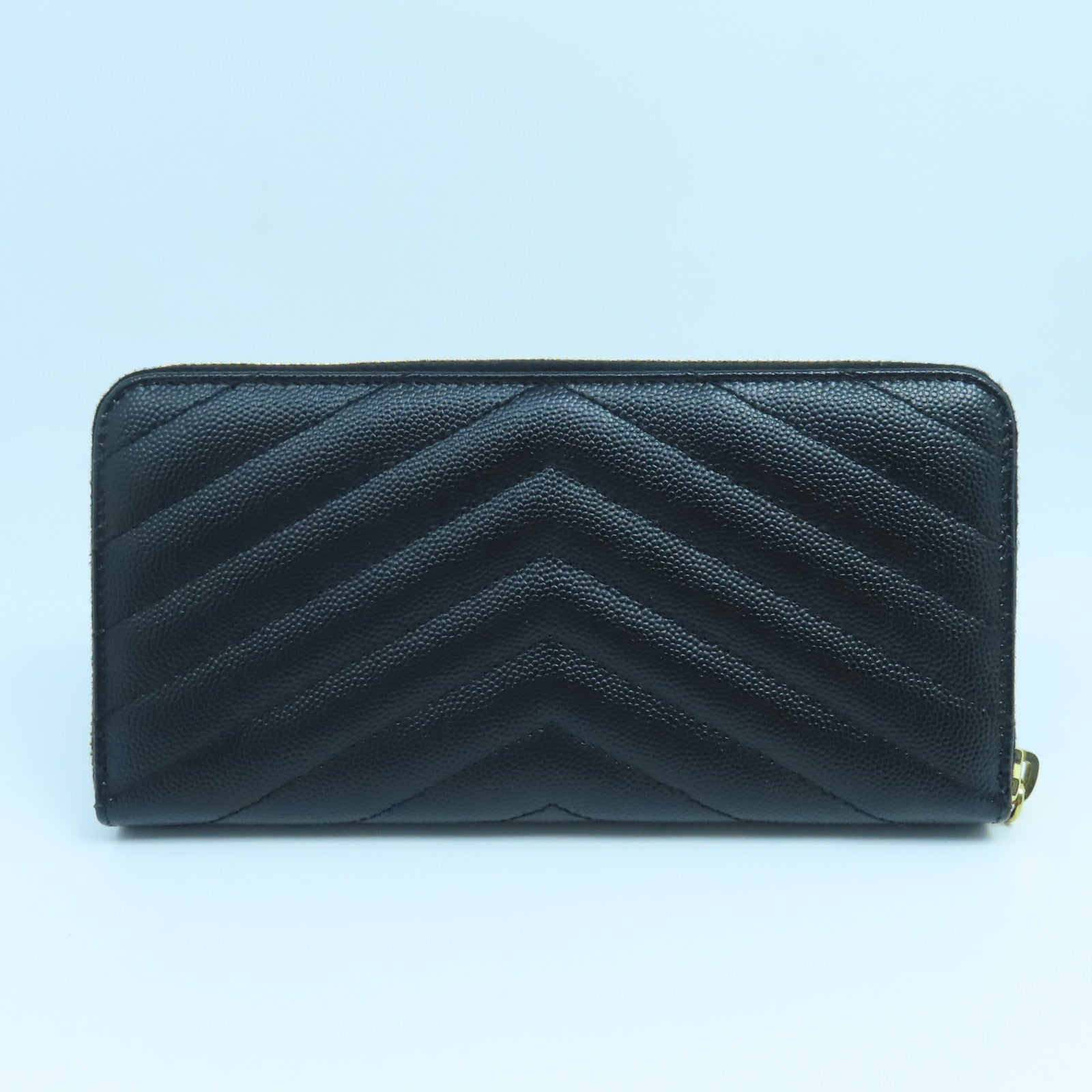 SAINT LAURENT 斜紋牛皮皮革Long Wallet金扣長錢包黑色