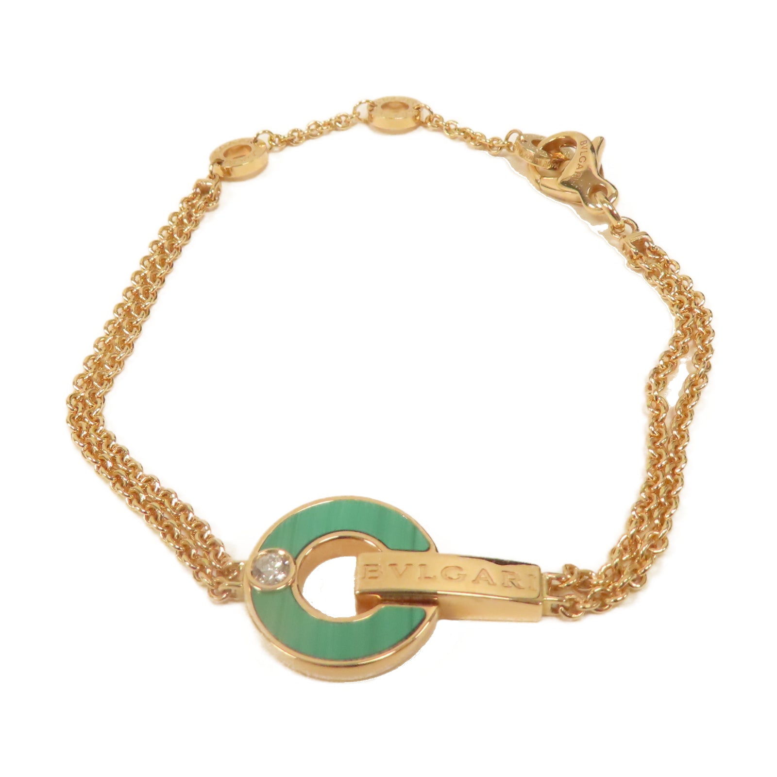 BVLGARI 18K玫瑰金Bracelet項鍊玫瑰金色/綠色