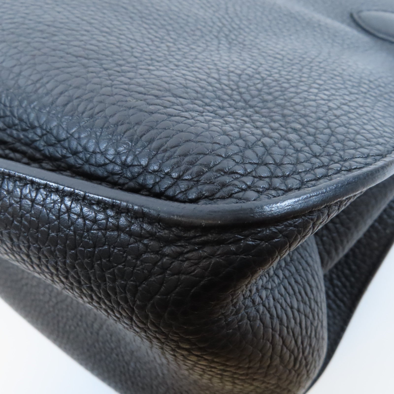 HERMES Clemence皮革Jypsiere 34銀扣肩背袋Noir黑色