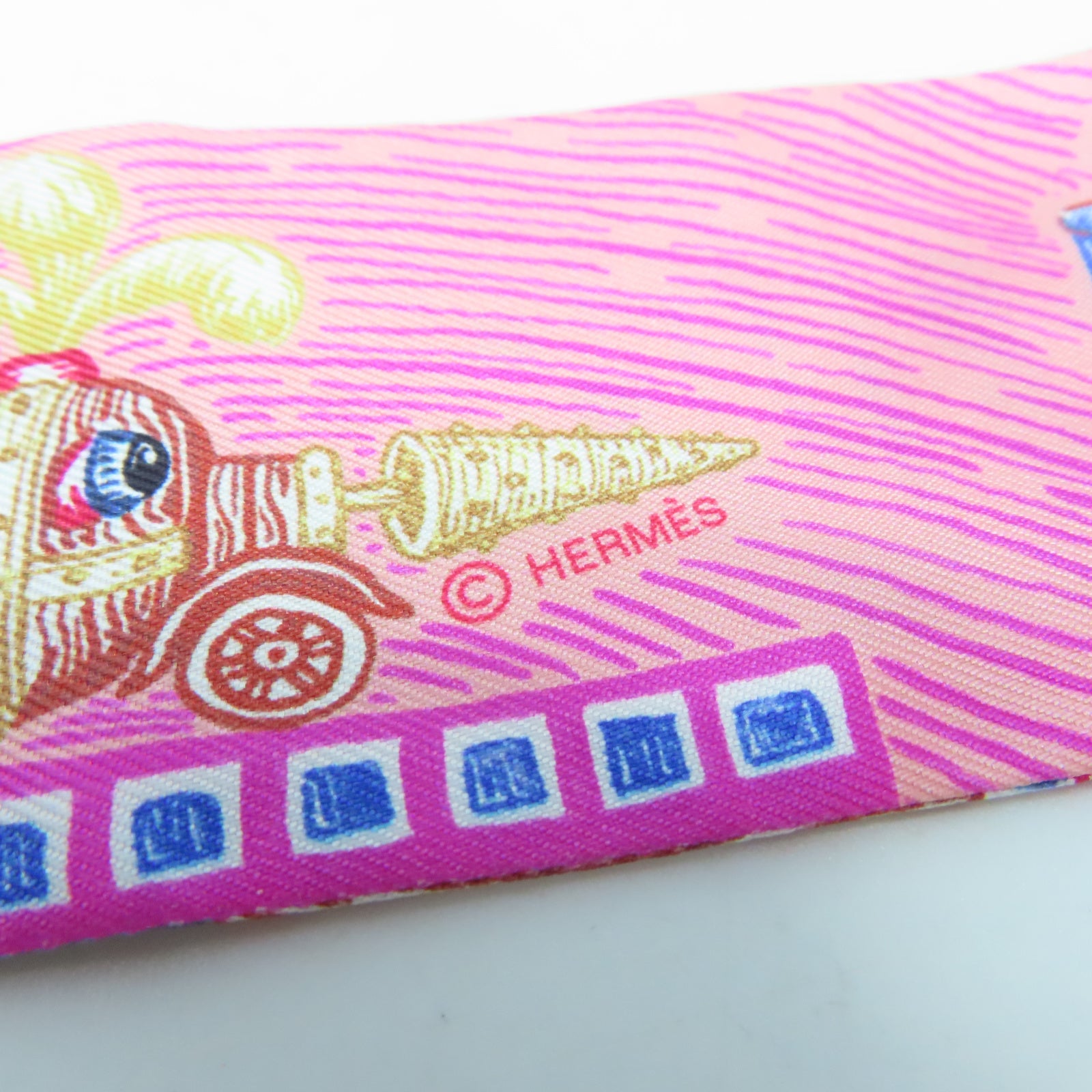 HERMES 絲質Twilly Scarf絲巾粉紅色
