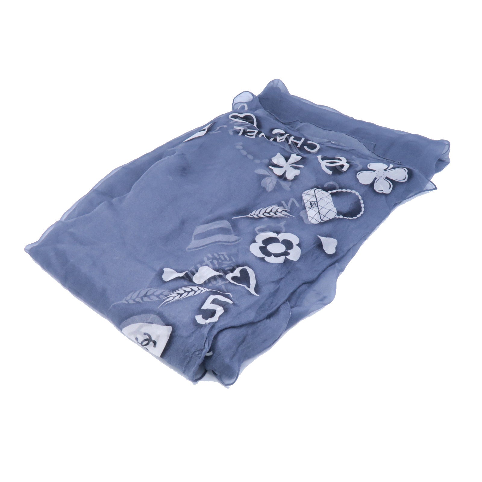 CHANEL 絲質Scarf絲巾灰色