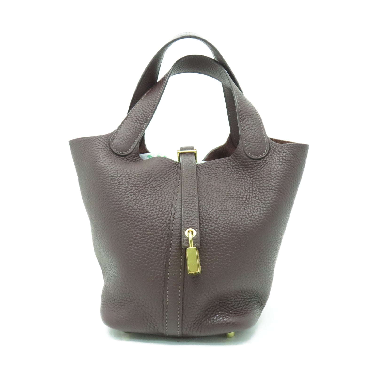 HERMES Taurillon Clemence皮革Picotin PM金扣手挽袋馬鞍紅