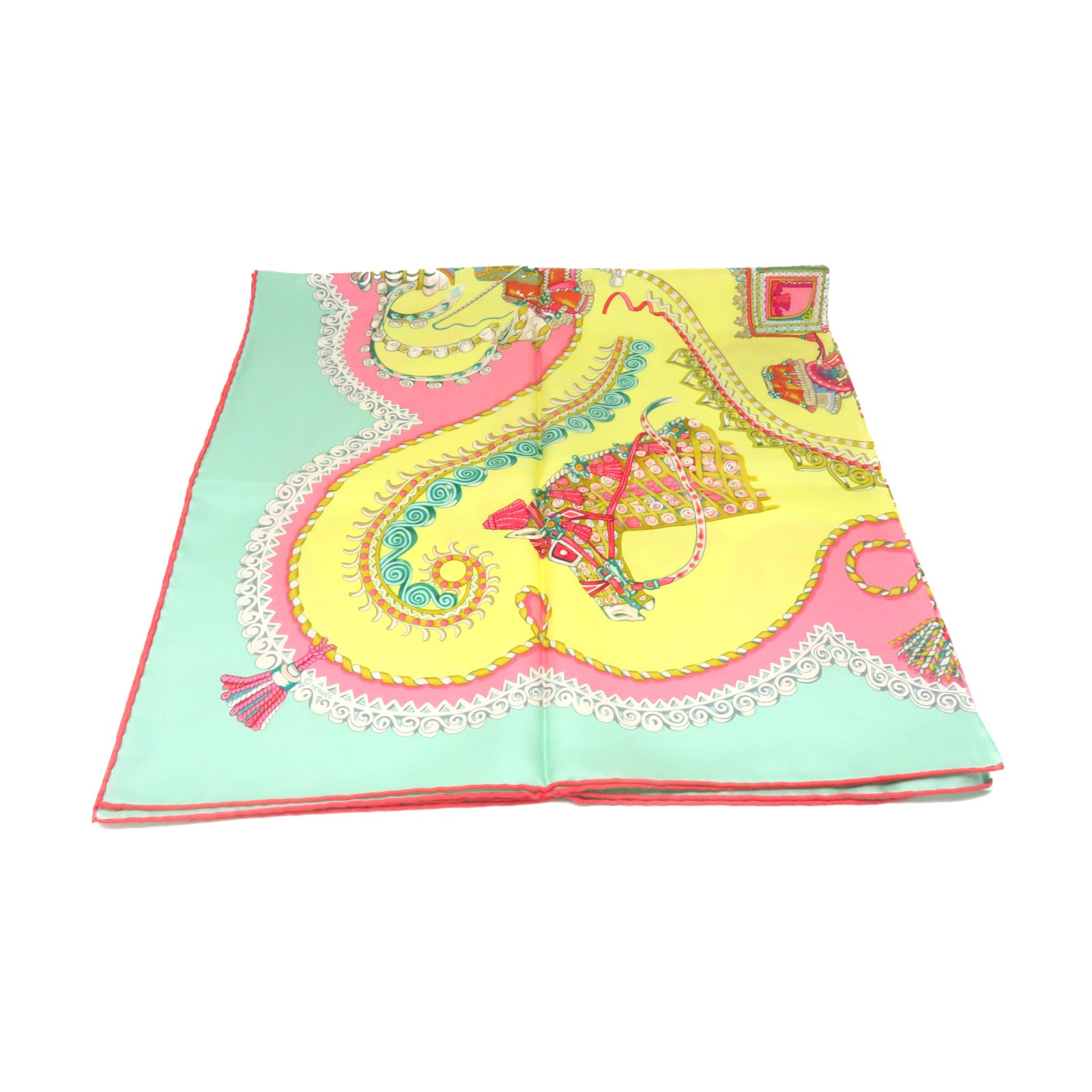 HERMES 【激減優惠】絲質Scarf 90x90絲巾黃色/粉紅色/綠色/彩色