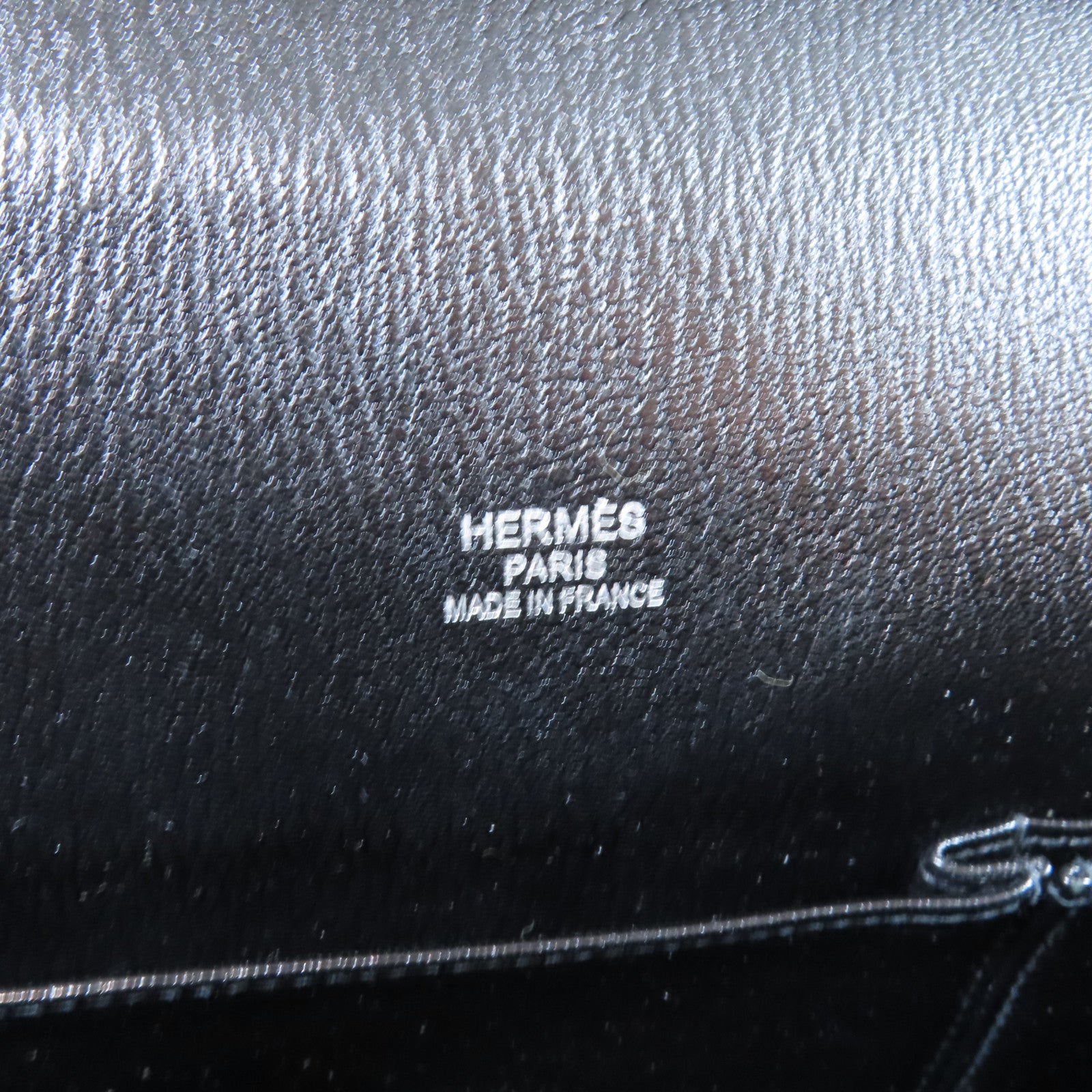 HERMES Clemence皮革Jypsiere 34銀扣肩背袋Noir黑色